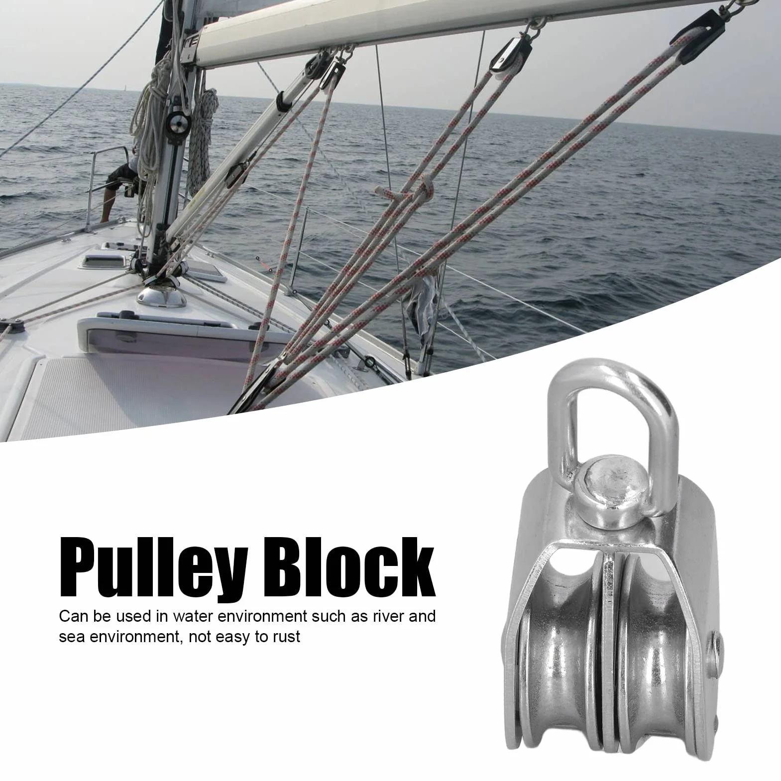 Podwójne Koło Pasowe ze Stali Nierdzewnej 304 50 mm 2,0 Cala 400 kg do Podnoszenia Łodzi