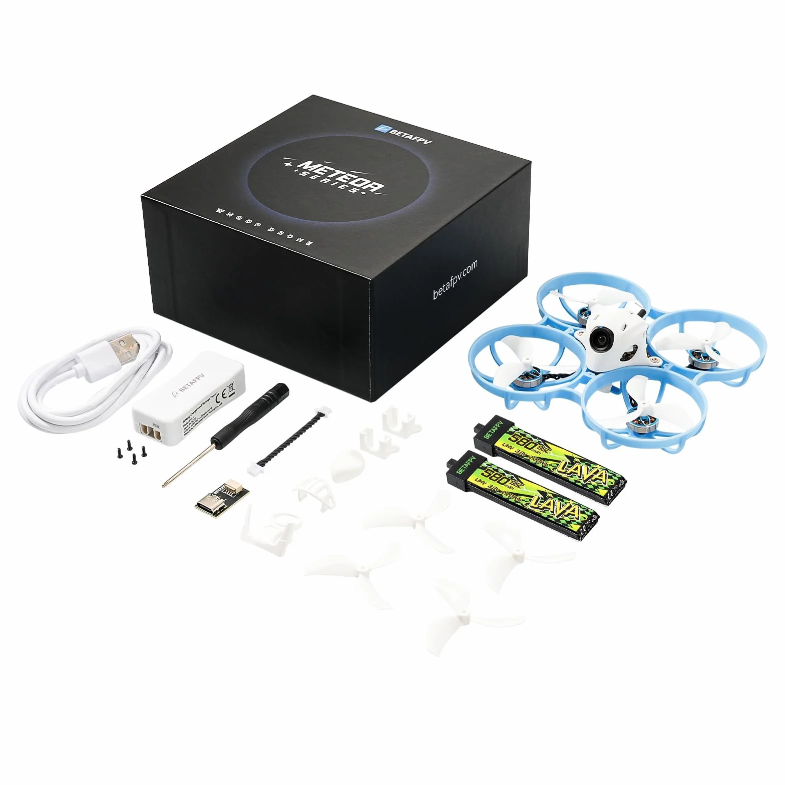BETAFPV Meteor75 Pro 1S Brushless Drone with Matrix 1S 5IN1 FC, 1102 22000KV Motor, 45mm 3-Blade Prop for FPV Freestyle Racing Indoor Outdoor, Fly Time Up to 6.5Min with LAVA II 580mAh 1S Lipo - ELRS