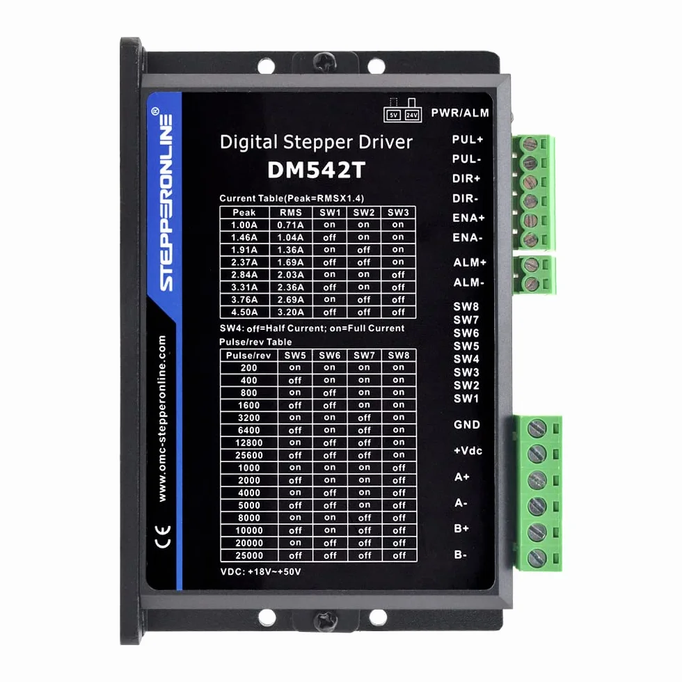 STEPPERONLINE Sterownik silnika krokowego/sterownik silnika krokowego DM542T 1.0-4.2A 20-50VDC dla silnika krokowego Nema 17, 23, 24