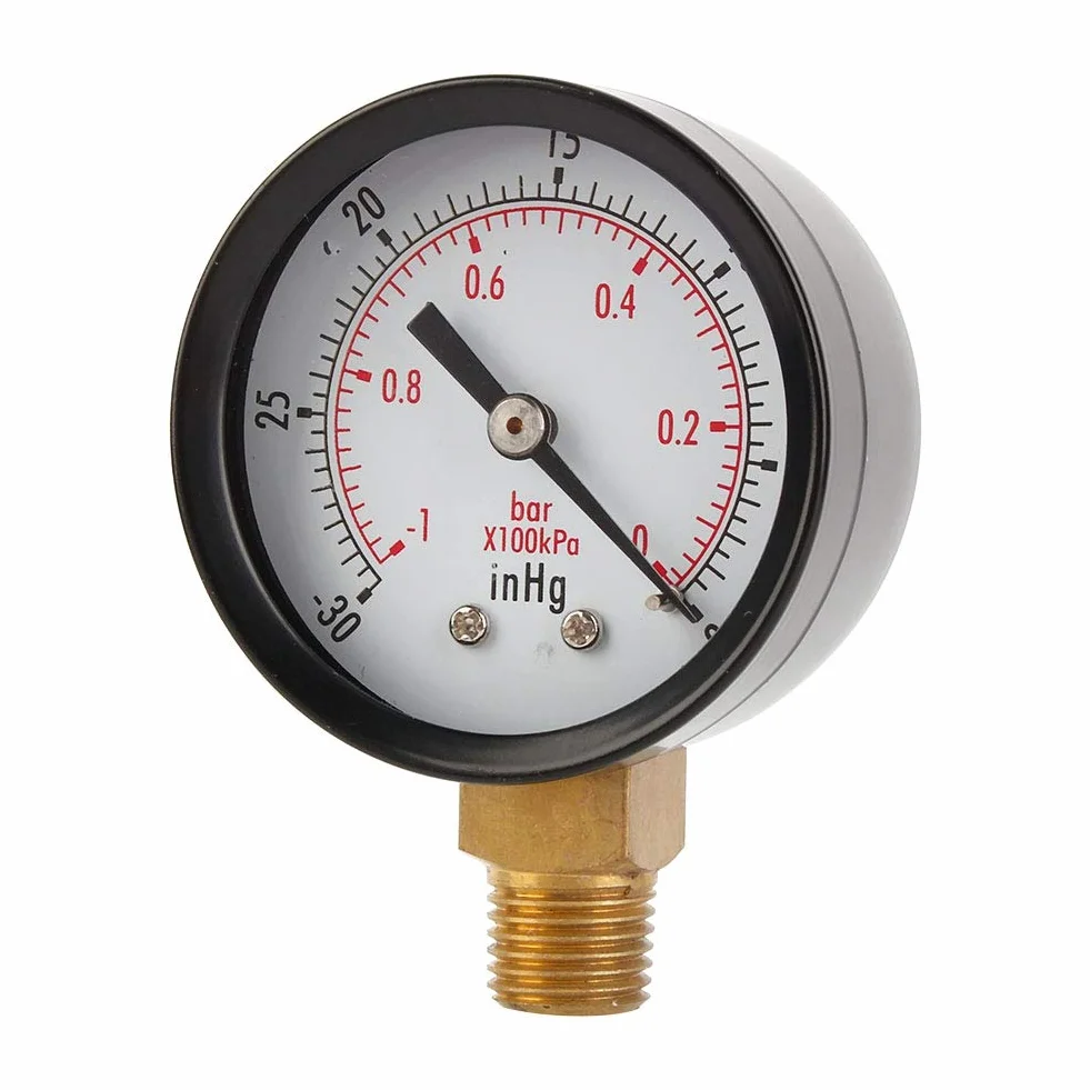 Vakuum Manometer 2 "Luftkompressor Wasser Öl Gas 1/4" NPT untere Halterung MF