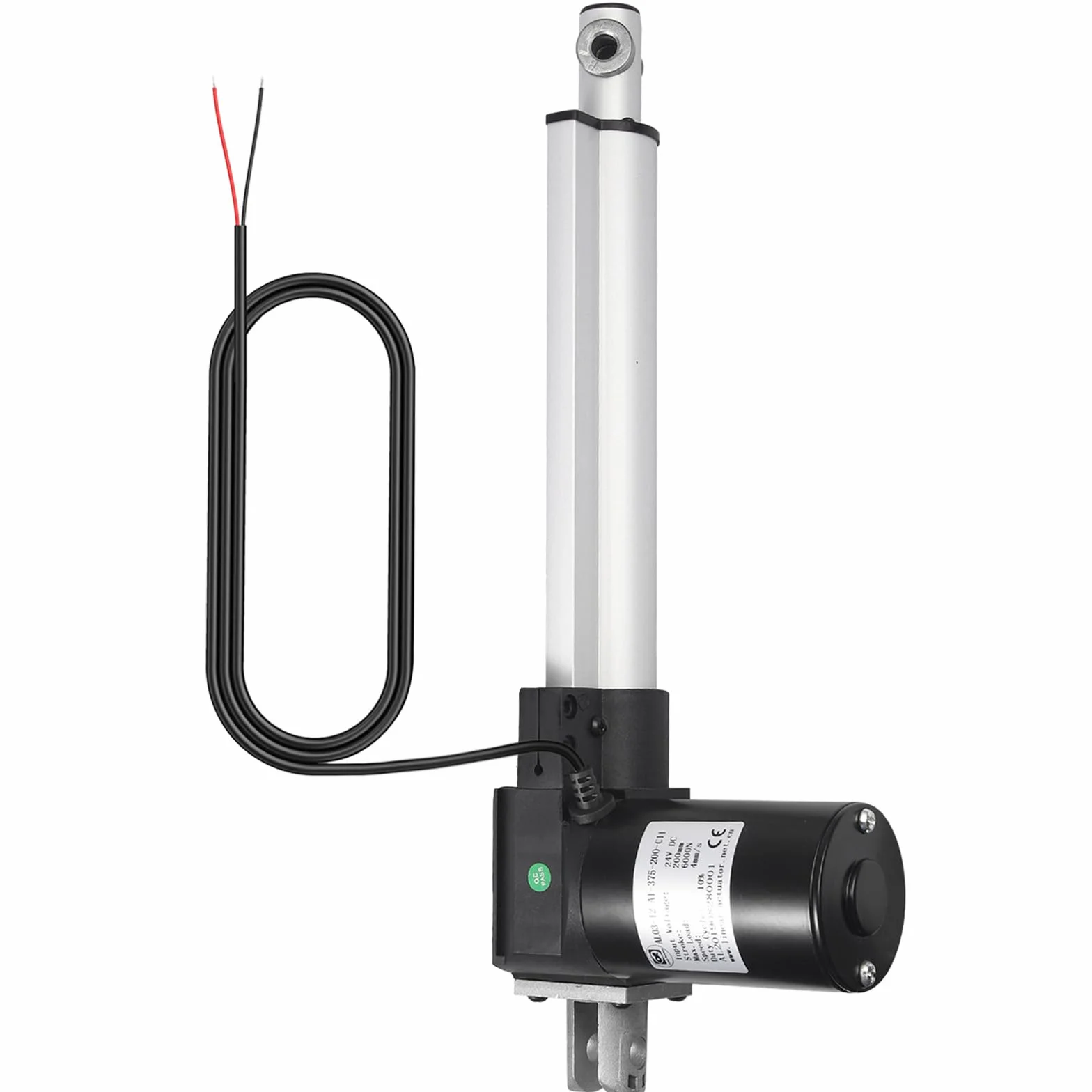 Justech Napęd liniowy DC 24 V Heavy Duty 6000N/1280 LBS 200 mm/8 cali liniowy napęd ruchu ze stopu aluminium do elektrycznych otwieraczy drzwi, automatycznych maszyn RV