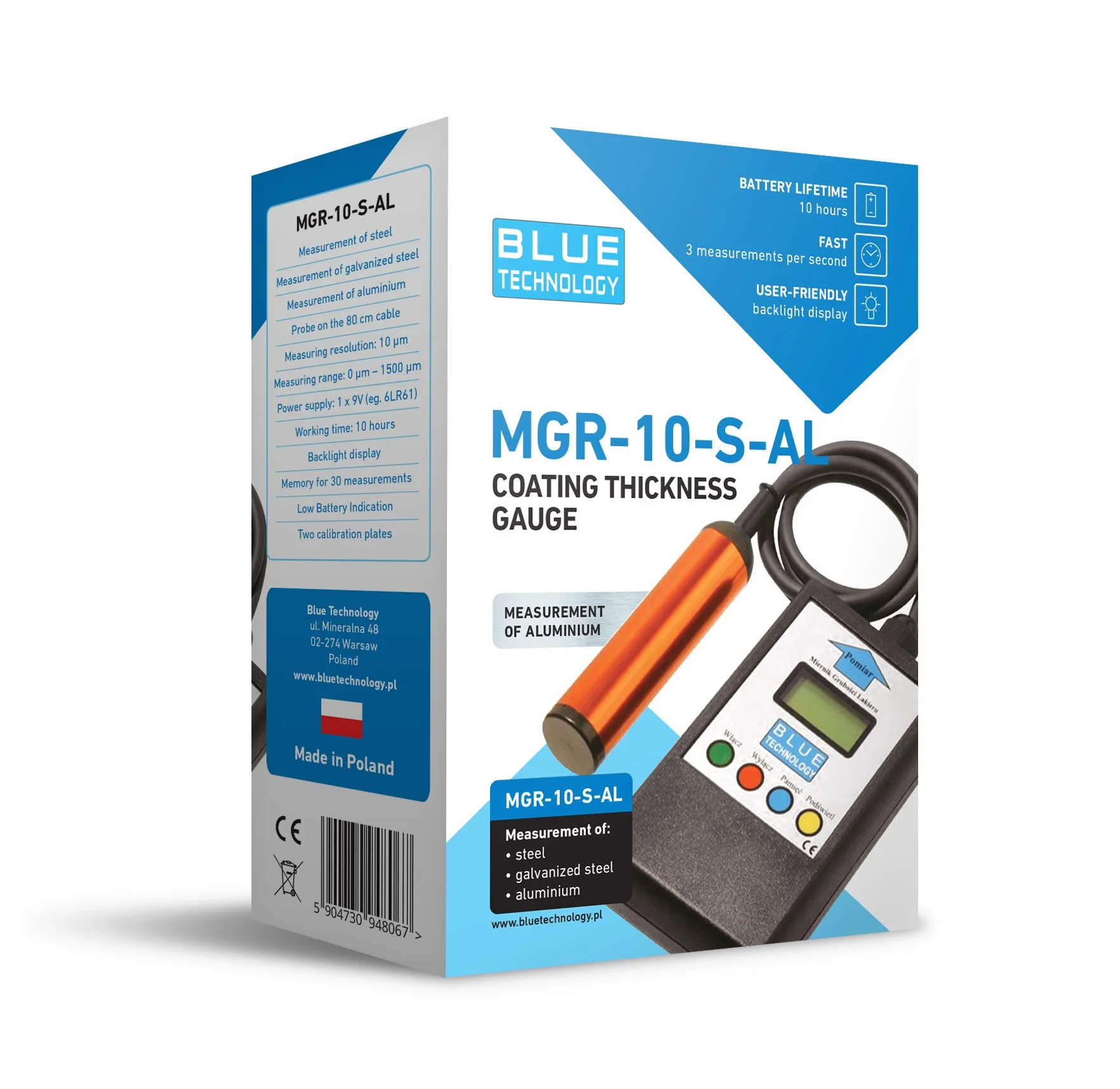 MGR-10-S-AL miernik grubości powłoki do stali i aluminium czarny