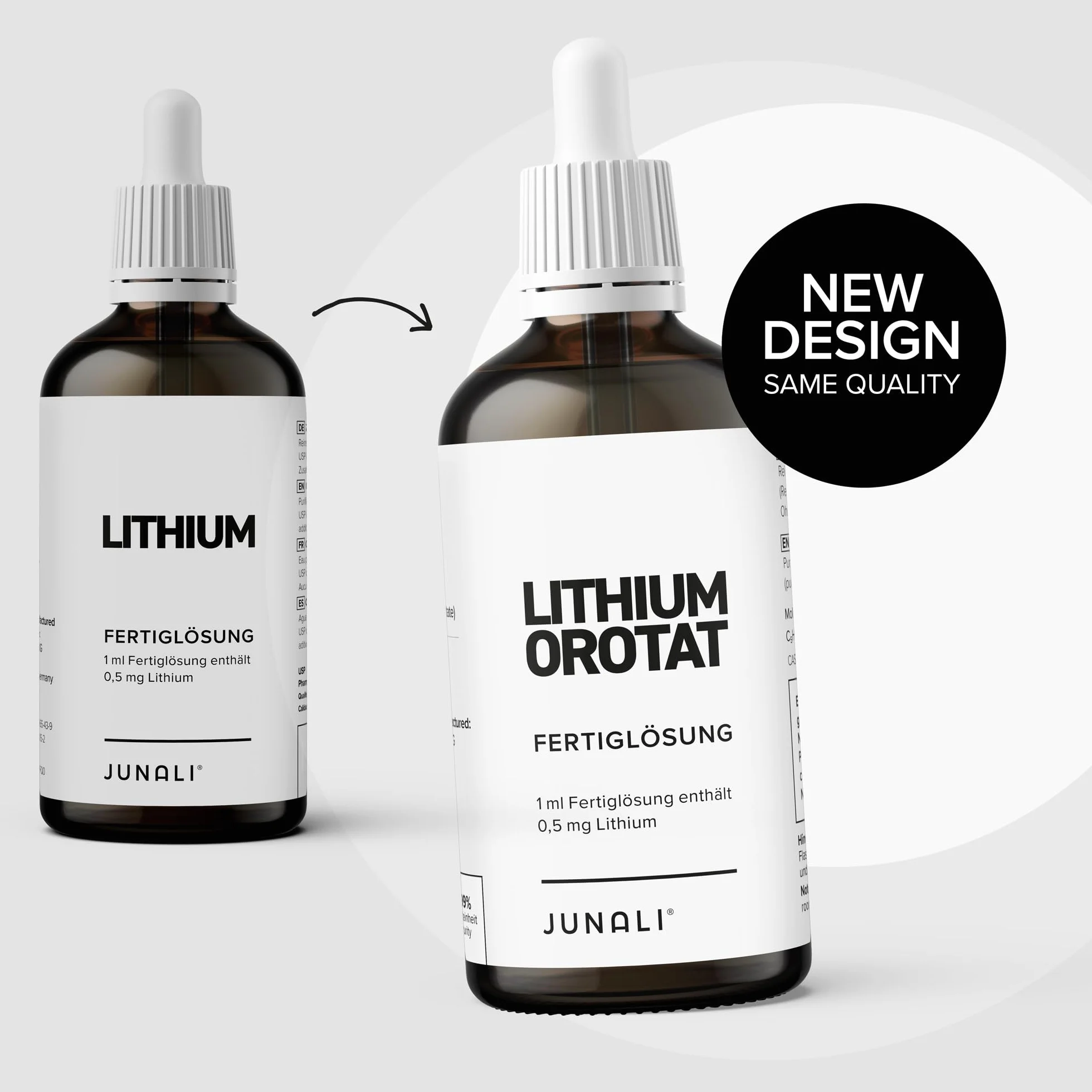 Roztwór litu 500 ppm – czysty orotan litu w jakości farmaceutycznej – 2 x 100 ml – sprawdzony laboratoryjnie, wyprodukowany w Niemczech przez JUNALI