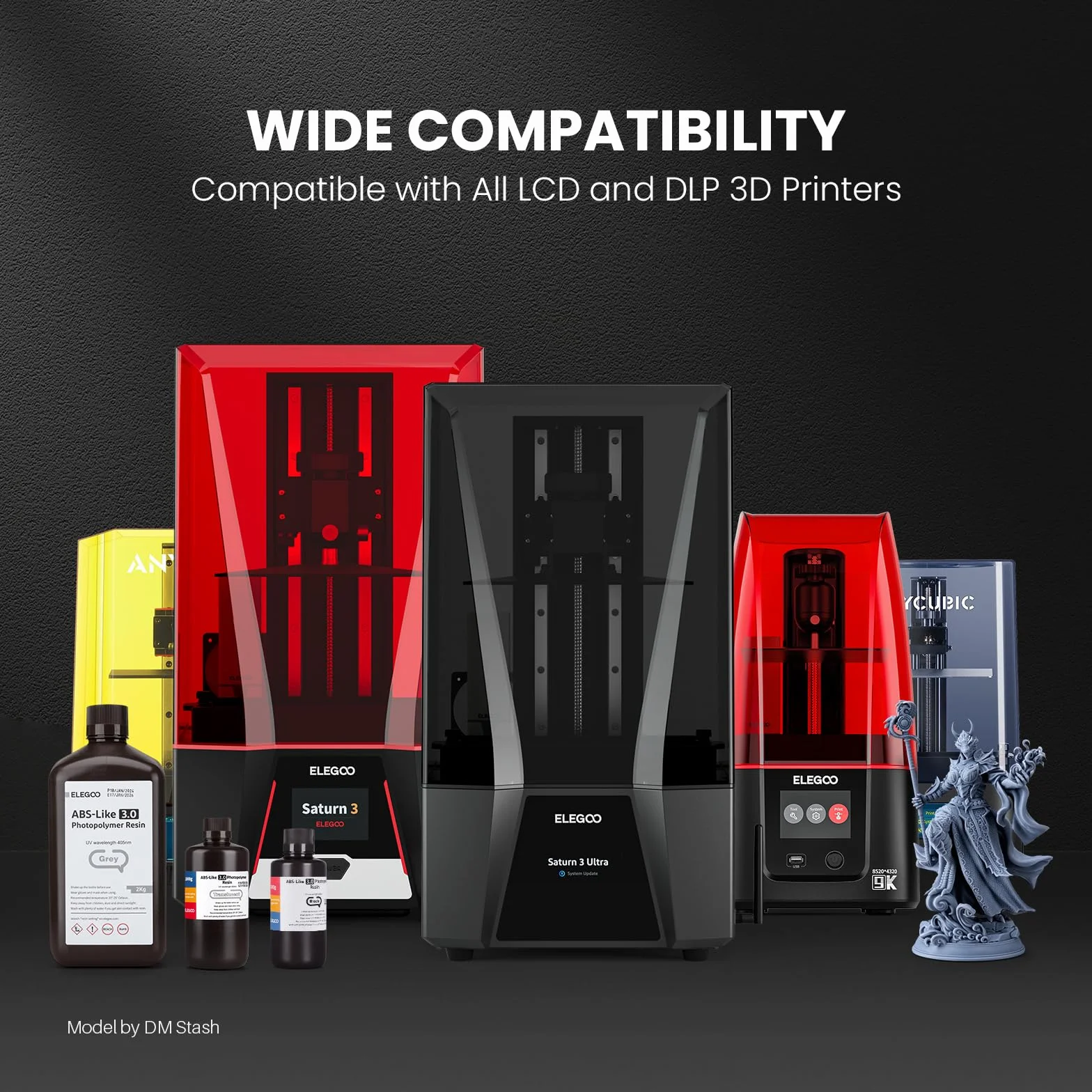 ELEGOO ABS-Like 3.0 Żywica do Drukarek 3D, 405 nm Utwardzana Promieniami UV, Żywica Fotopolimerowa do Drukowania 3D LCD/DLP, O Zwiększonej Wytrzymałości i Odporności, Niska Lepkość, 1000g Szary