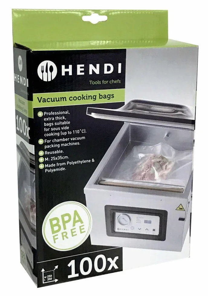 HENDI Worki do gotowania sous-vide 100 sztuk 350x250mm 75 µm poliamid polietylen -20°C do 110°C