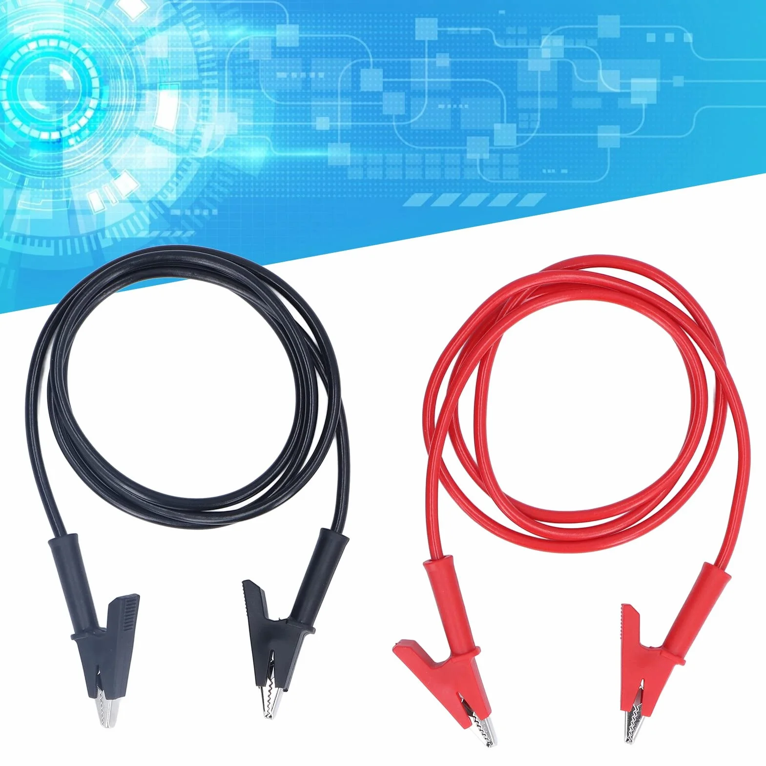 Kabel z Podwójnymi Końcówkami Krokodylowymi, 1 Zestaw Podwójnych Zacisków Krokodylkowych, Mosiężne Silikonowe Zaciski Krokodylkowe, 20A 3000V Podwójne Zakończone, Przewody Pomiarowe