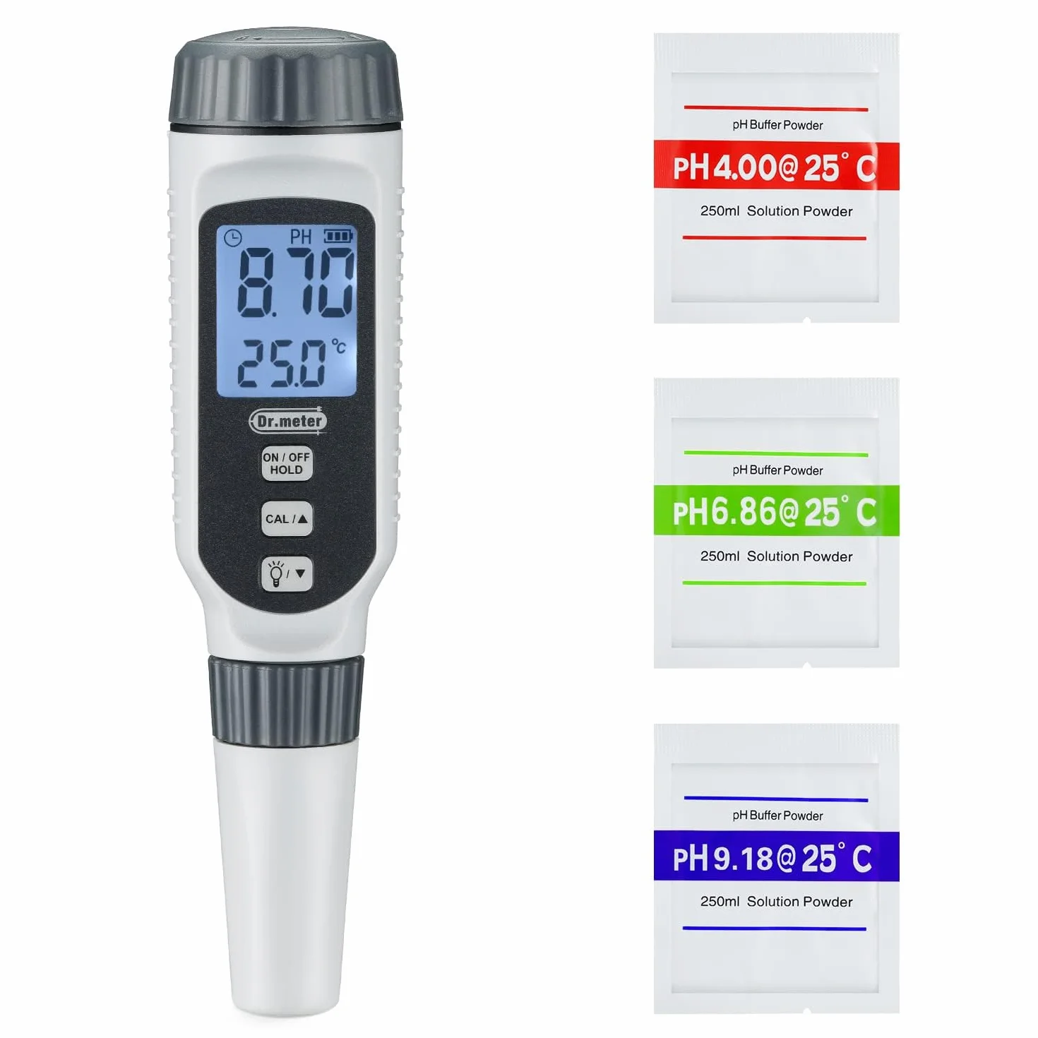 Dr.meter Miernik pH Wody 0.01 Wysokoprecyzyjny z Wyświetlaczem LCD i Automatyczną Kompensacją Temperatury