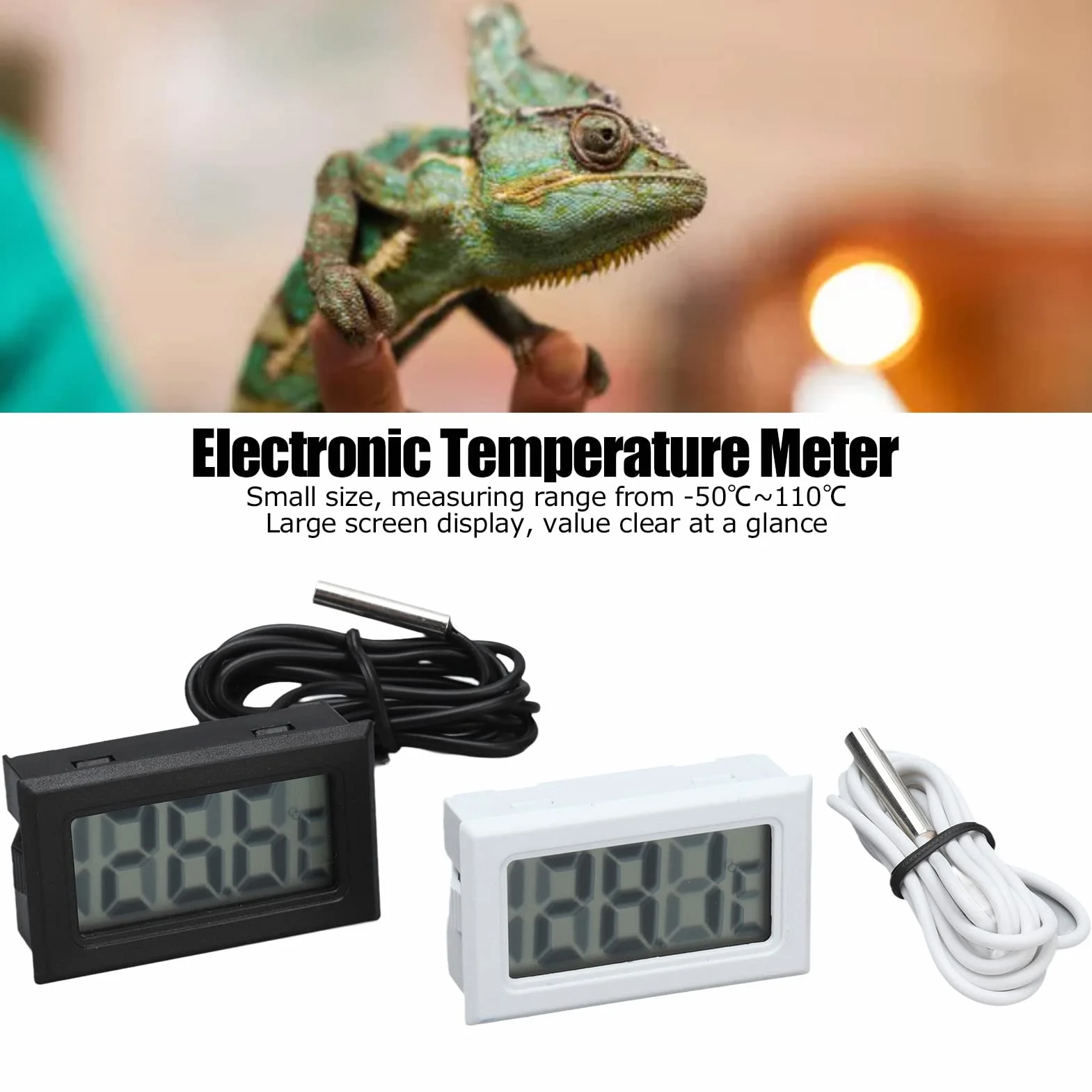 2 szt. Elektroniczny Termometr Cyfrowy Wodoodporny Miernik Temperatury Sondy z Wyświetlaczem do Wykrywania Pod wodą -50 ℃ ~ 110 ℃ (czarny biały)