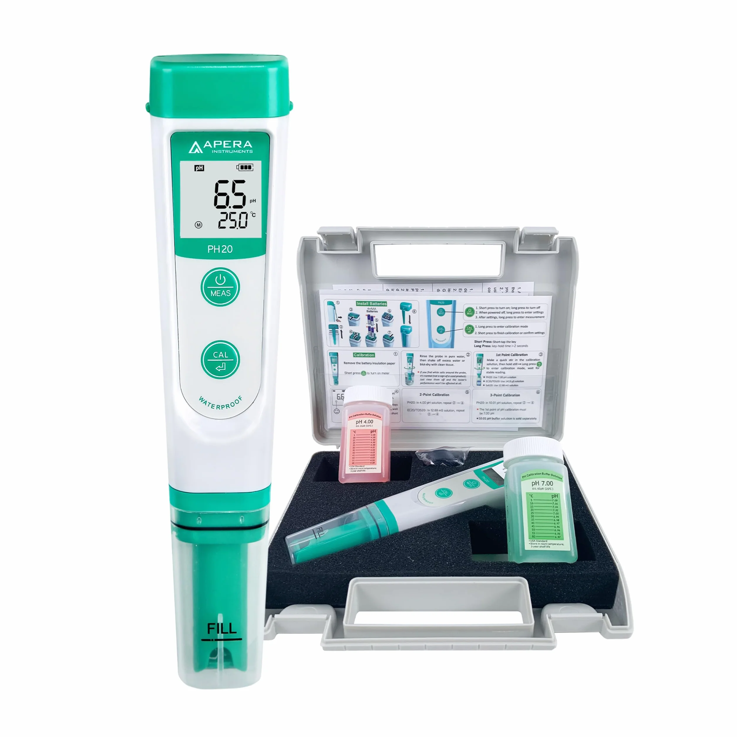 Apera Instruments PH20 Miernik pH, Biały Turkusowy, 0-50°C