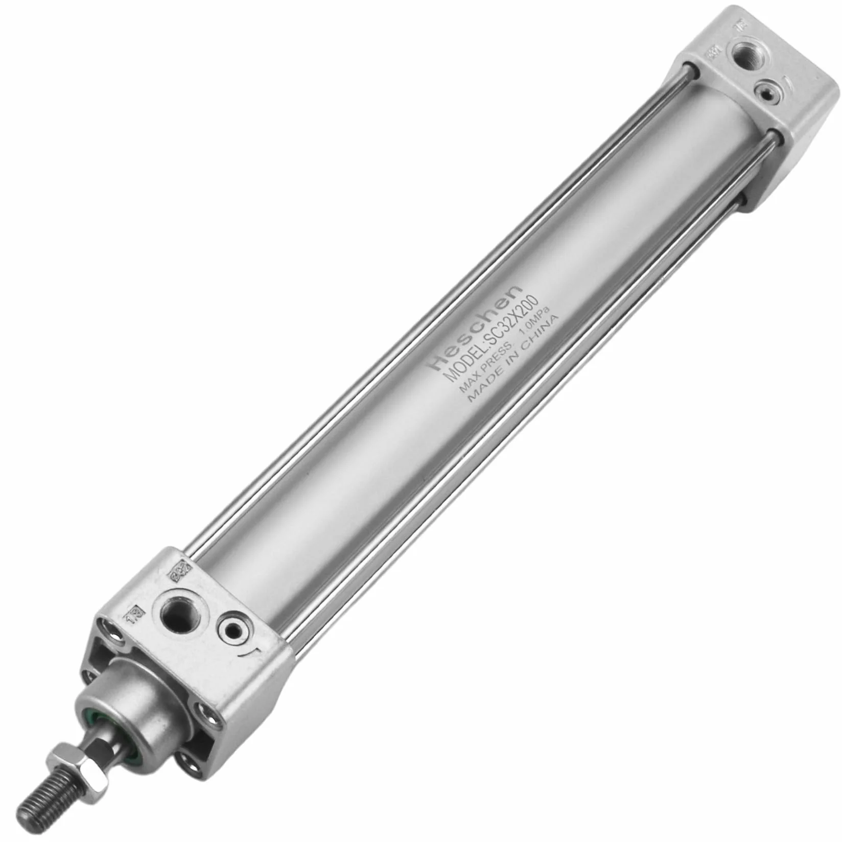 Heschen standardowy cylinder pneumatyczny SC 32-200 PT1/8, otwór 32 mm (1 1/4 cala), skok 200 mm (8 cali) z pojedynczym prętem podwójne działanie