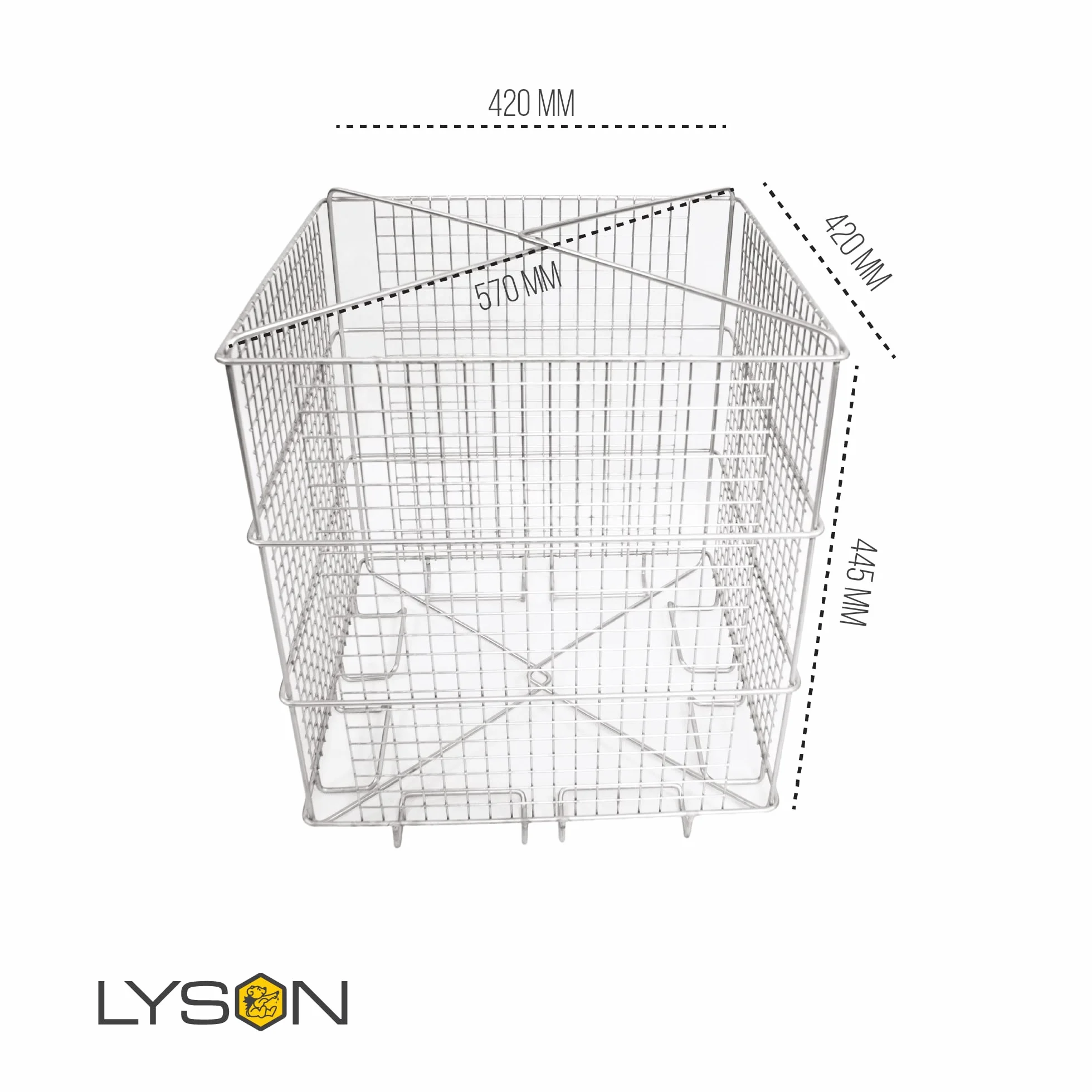 LYSON Miodarka 4-plastrowa diagonalna elektryczna 230V Ø600 kosz uniwersalny – BASIC LINE 6/4"napęd ręczny blacha nierdzewna kwasoodporna silnik 24V/120W zasilanie 230V