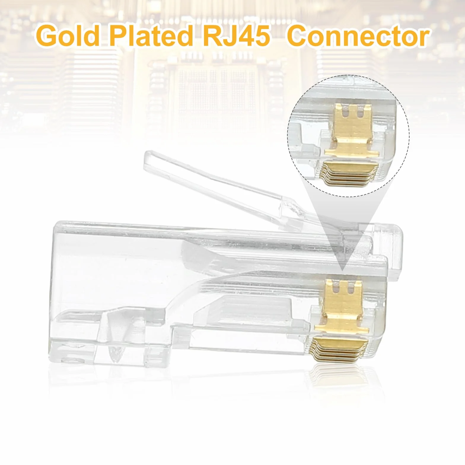 Złącza RJ45 Cat6 Pass Through pozłacane 8P8C 30 szt. z tulejami do kabla Ethernet UTP