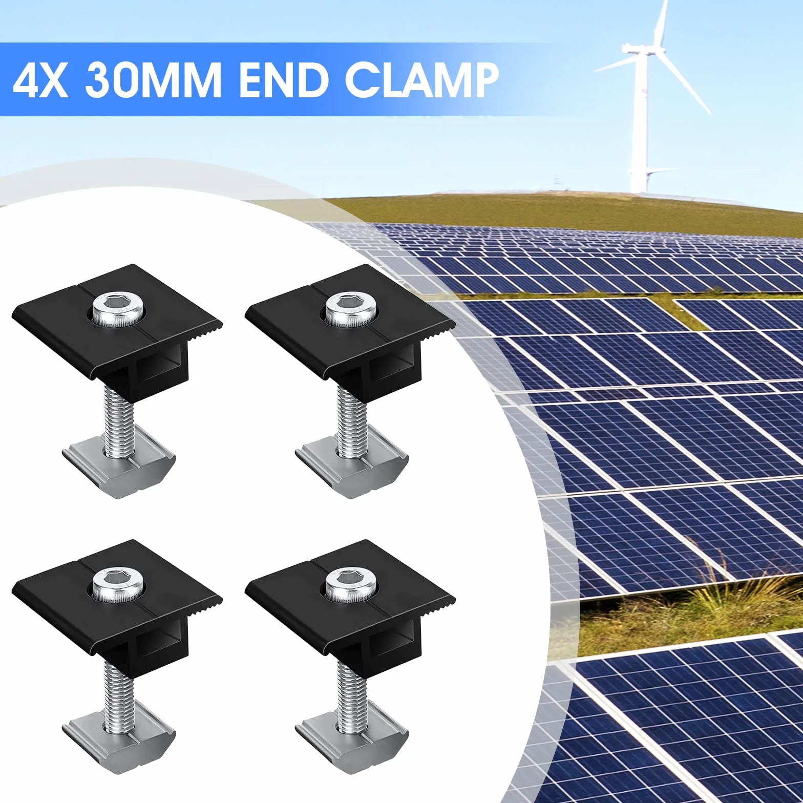 4 sztuki wsporników na moduł solarny 30 mm stop aluminium uchwyt do paneli słonecznych mocowanie do modułów PV uchwyt zacisk środkowy uchwyt zacisk środkowy 30 mm czarny do paneli w ramie