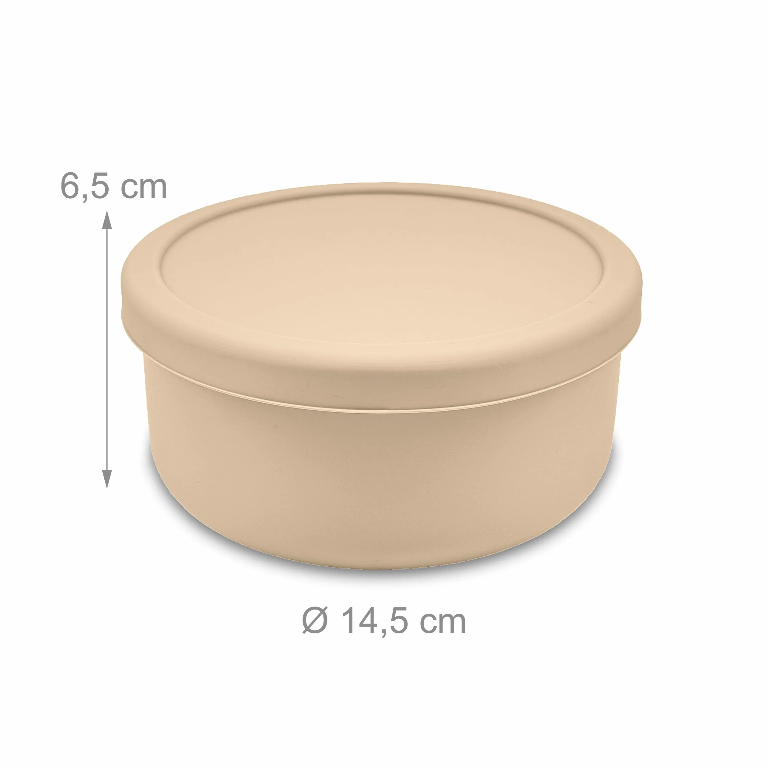 Relaxdays Pudełko na kulki do pizzy, zestaw 4 sztuk, silikon, do 350 g ciasta, odporne na zamrażanie, wys. x śr.: 6,5 x 14,5 cm, pudełko na ciasto z pokrywką, beżowe