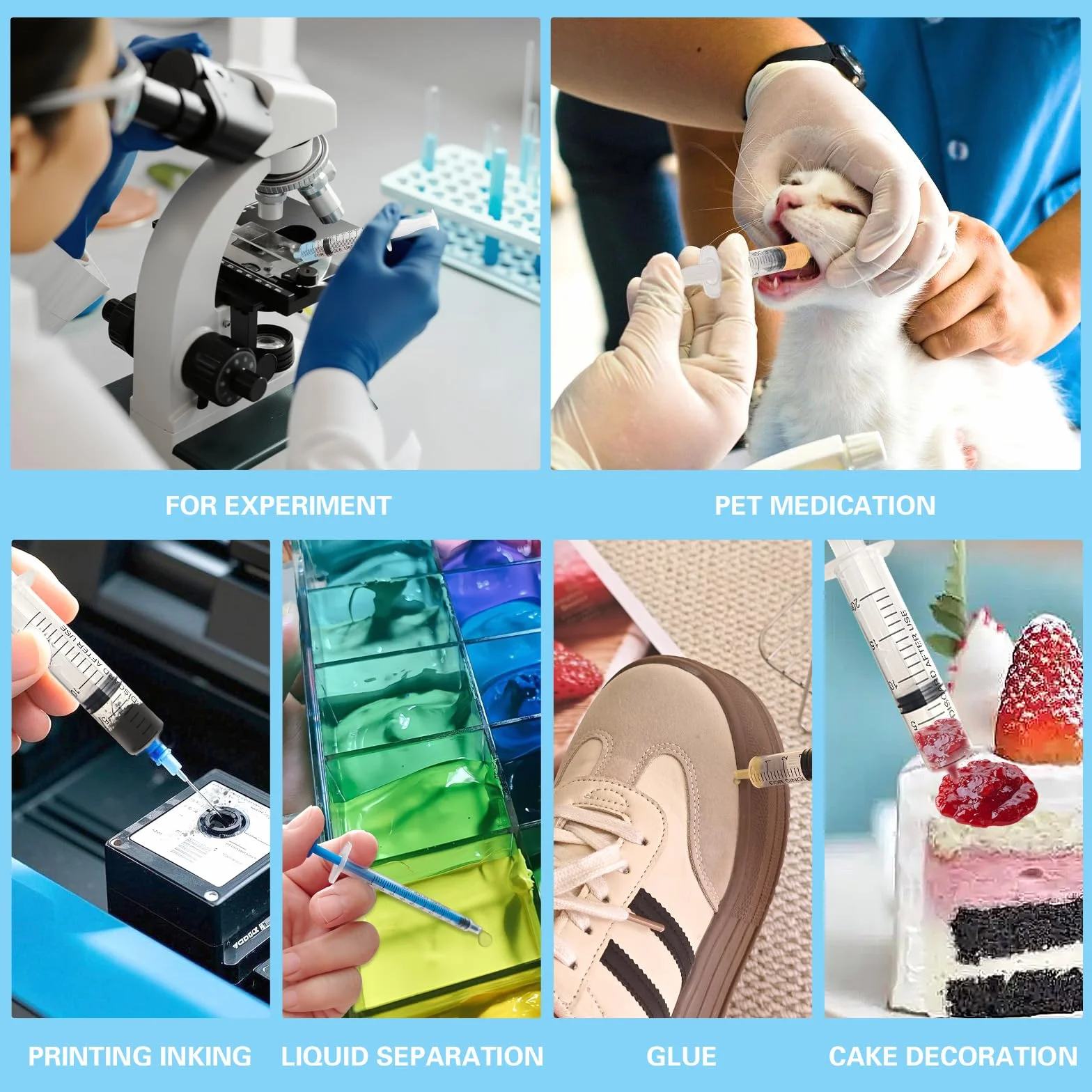 12 sztuk strzykawki 1 ml/5 ml/10 ml/20 ml/60 ml/100 ml, bez strzykawki z nakrętką, sterylne strzykawki, duża strzykawka z wężem zestaw strzykawek do gotowania w ogrodzie