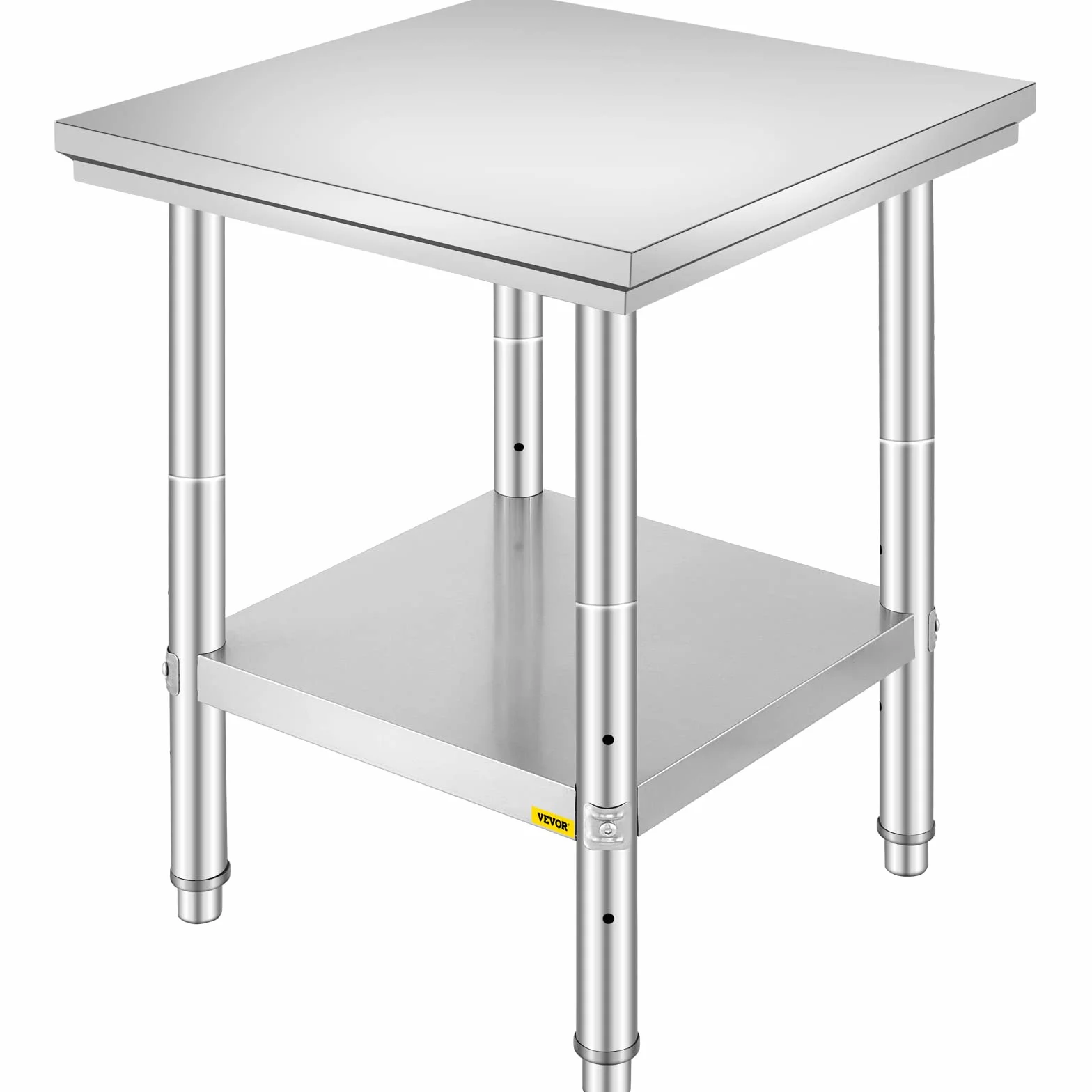 VEVOR Stół roboczy ze stali nierdzewnej, 60 cm x 60 cm, do przygotowywania posiłków, szycia, mycia, majsterkowania, wykorzystania w garażu itd.