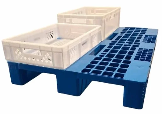 Paleta Plastikowa 120x80 Ażurowa na Płozach Niebieska 1280WN