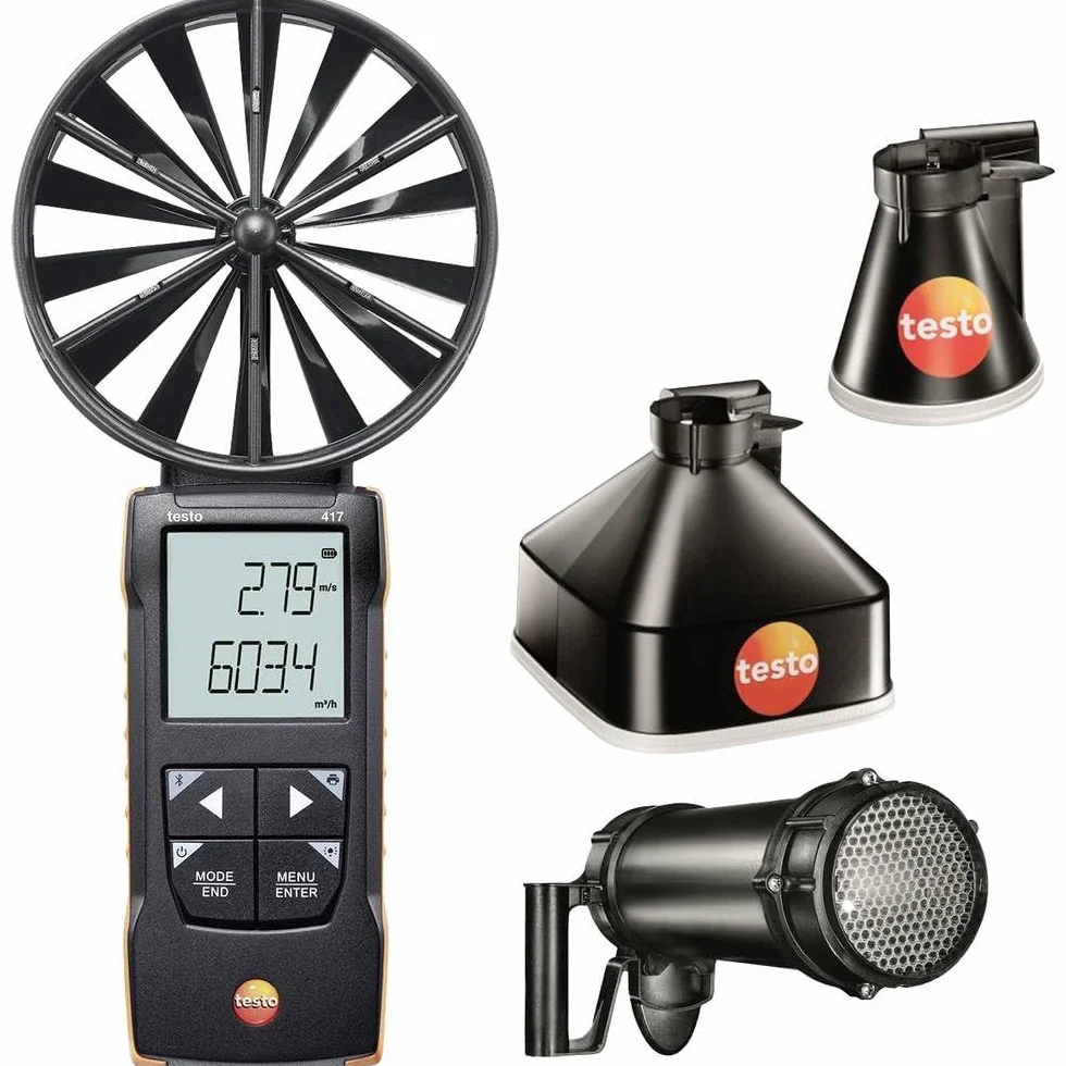 Testo Zestaw 317 z lejkami i prostownicą przepływową z łącznością aplikacji