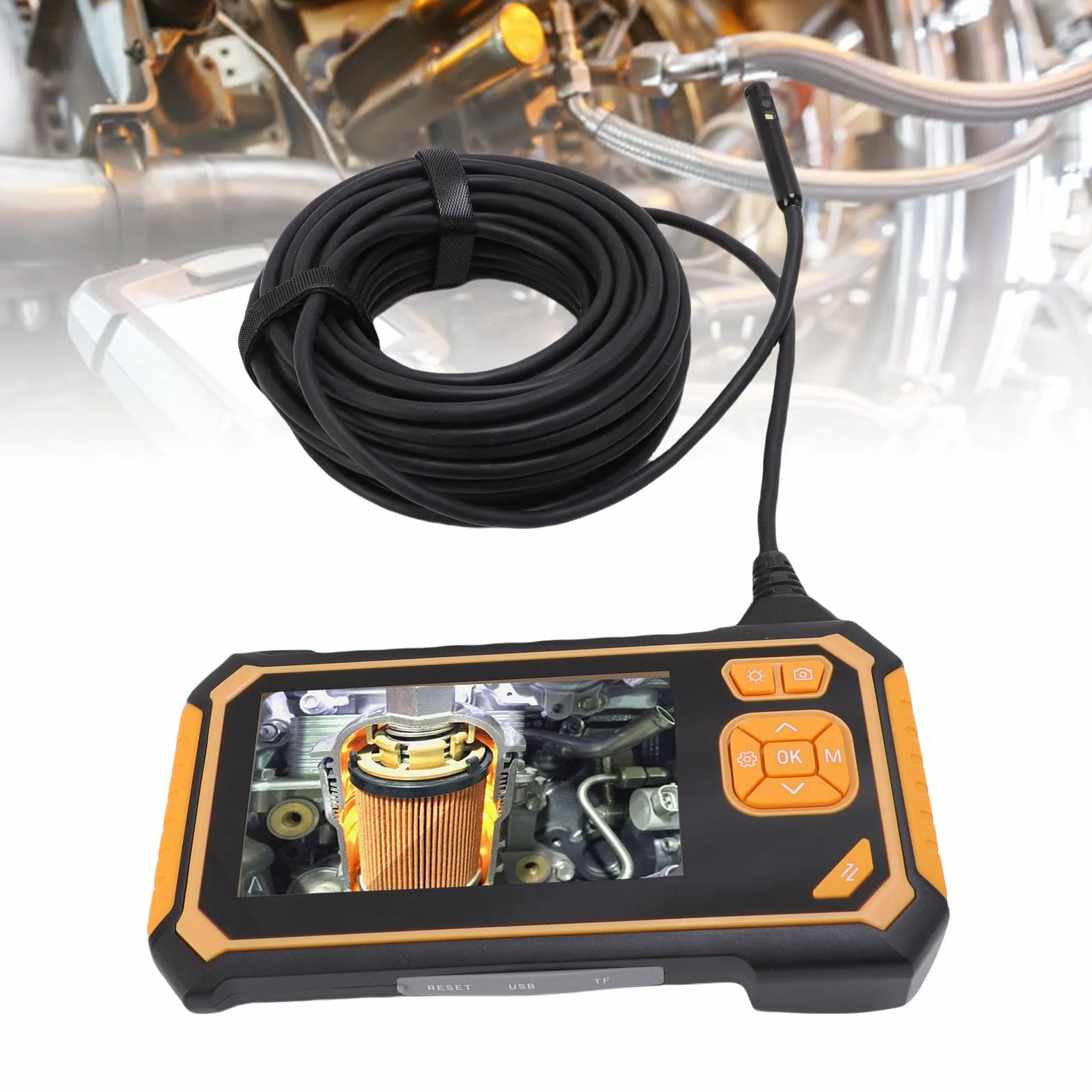 Eujgoov Kamera Podwójnego Obiektywu, Inspekcja IP67 Kamera Endoscope 4,3 -calowa Wyświetlacz LCD 8 Regulowane Diody LED Lights do Konserwacji Samochodu Kanalizacyjnego (10 m / 32,8 stopy)