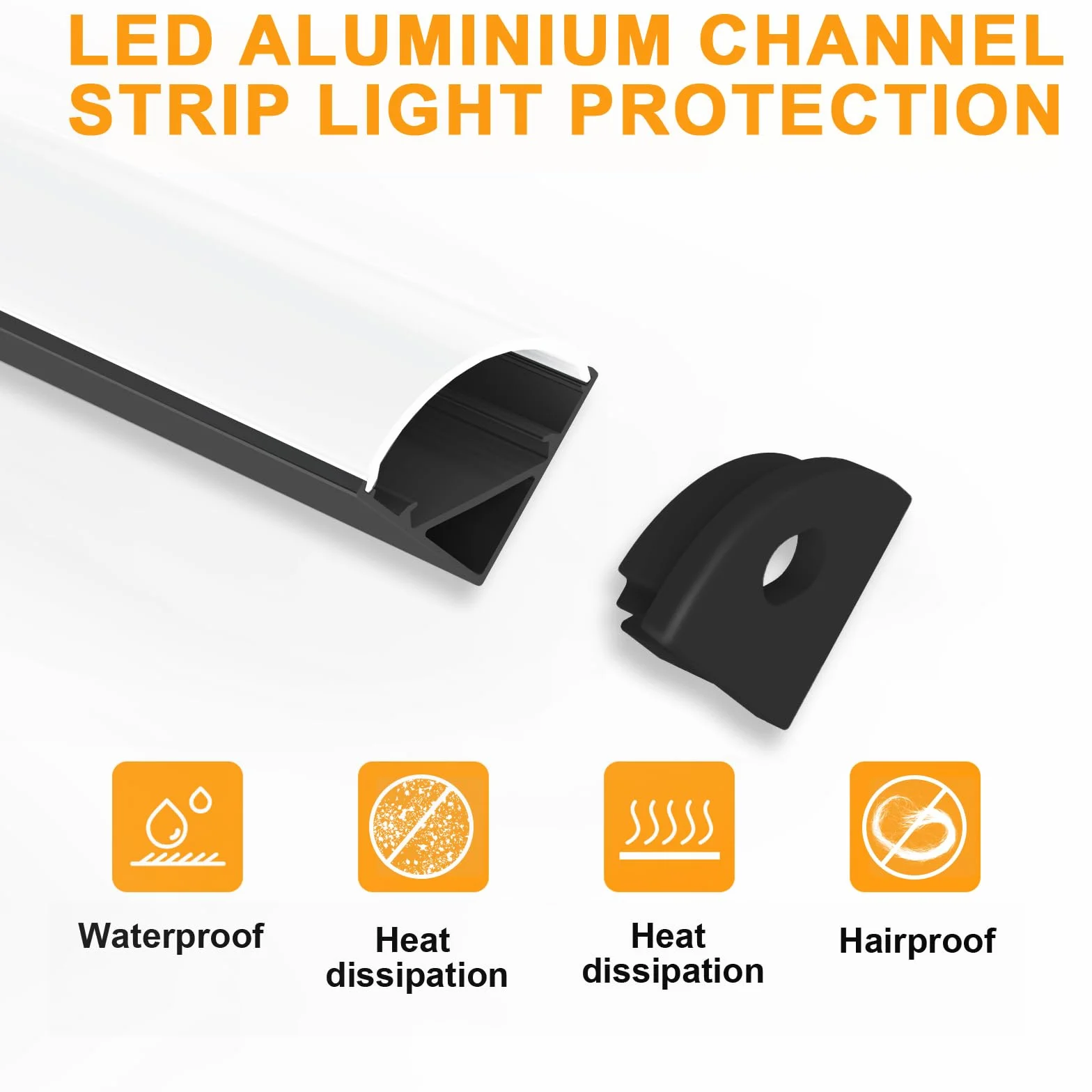 Angdarun Profil LED, profil aluminiowy LED, 6 x 1 m, profil aluminiowy w kształcie litery V do taśm LED/taśm, zaślepek (1M-6V32-HB)