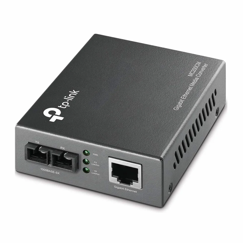 TP-Link Gigabit Multi-Mode Media Converter, Complies with IEEE 802.3ab and IEEE 802.3z Extends Fiber Distance Up to 0.55 km (MC200CM),Black