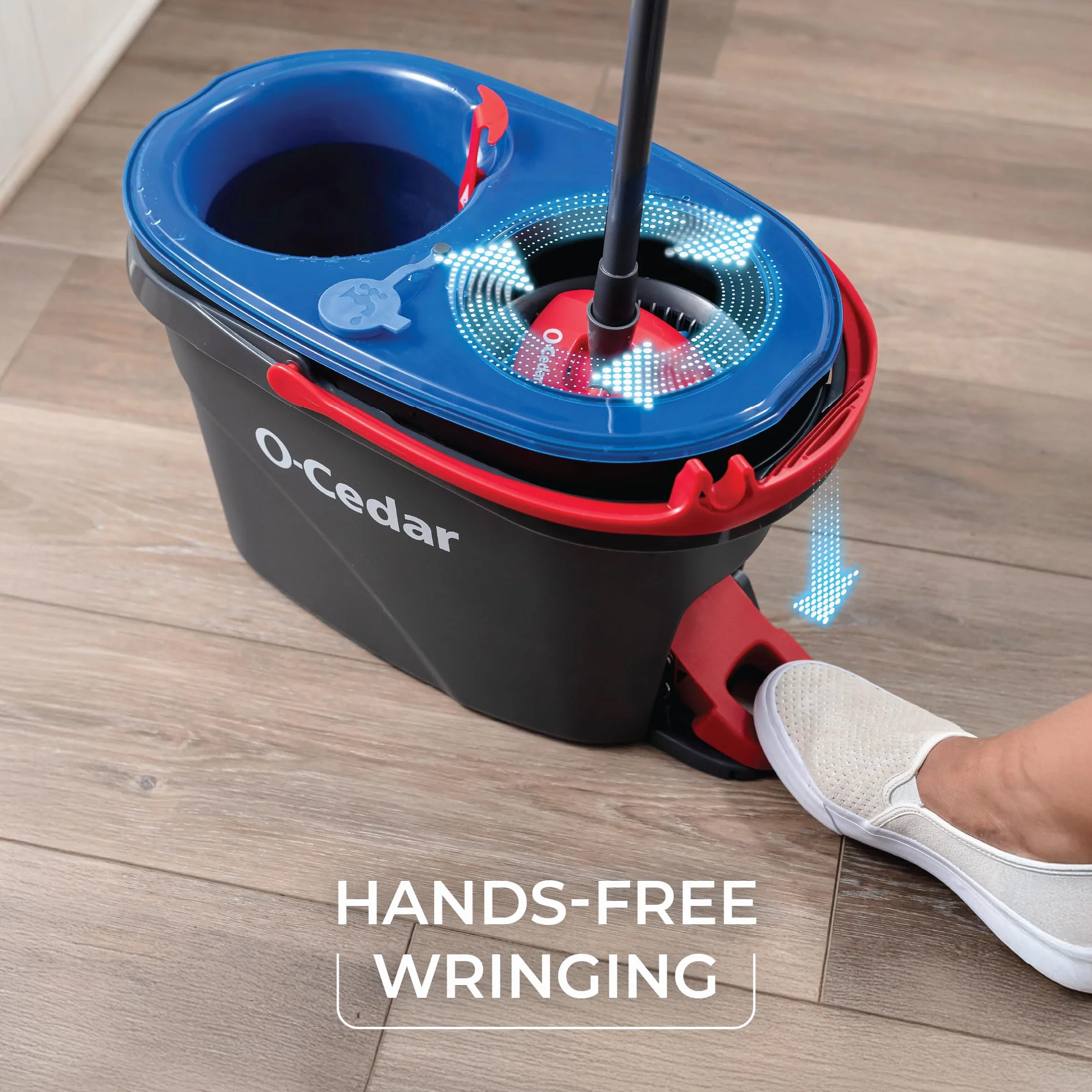 O-Cedar RinseClean Spin Mop & Bucket System + 1 dodatkowa głowica mopa | Czyść czystą wodą | Usuwa 99% bakterii
