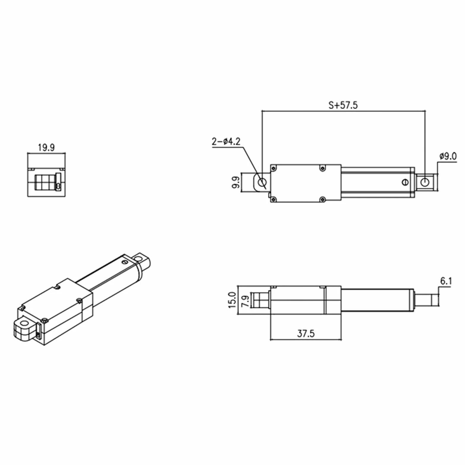 12V 150mm Mini Elektryczny Siłownik Liniowy z Wewnętrznym Wyłącznikiem Krańcowym Redukcja Szumów do Foteli Masujących Elektryczne Wózki Inwalidzkie (Skok 150mm-8mm/s-70N)