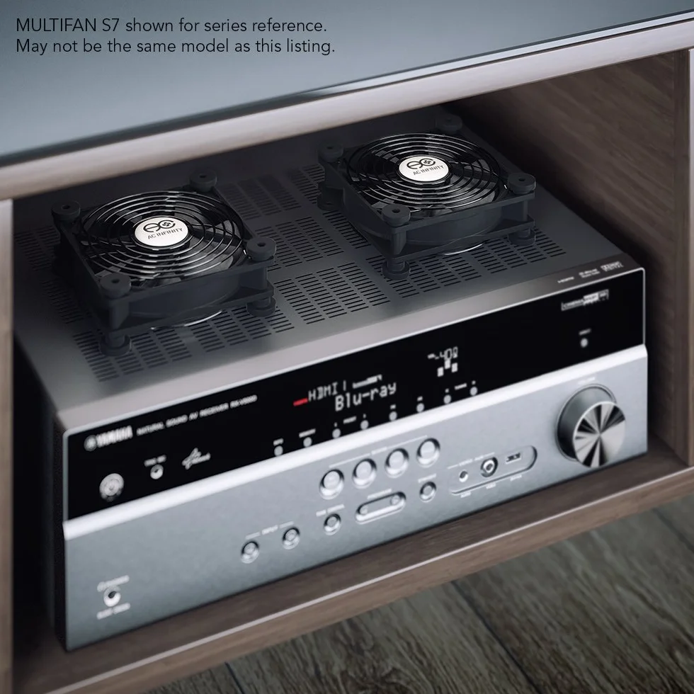 AC Infinity MULTIFAN S7-P, cichy podwójny wentylator zasilany prądem zmiennym 120 mm z regulacją prędkości, certyfikat UL, do odbiornika, DVR, Playstation, Xbox, chłodzenie komponentów