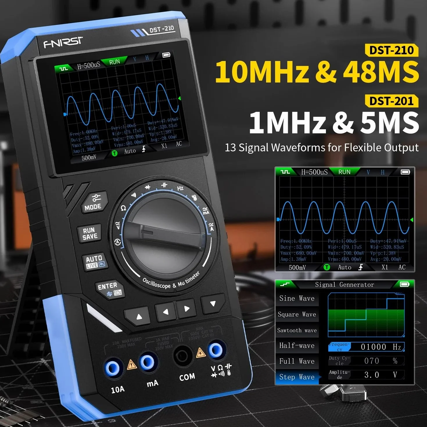 FNIRSI DST-210 ręczny oscyloskop cyfrowy 3 w 1 z generatorem sygnału