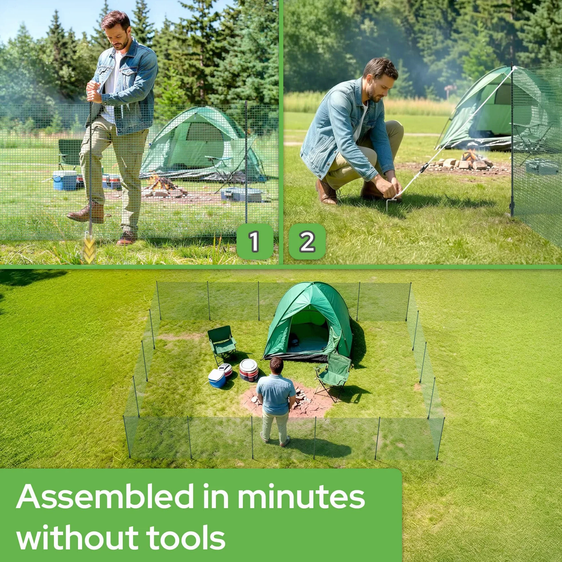 Arebos Mobilne ogrodzenie 25 m 90 cm z siatką i 15 słupkami Odporne na warunki atmosferyczne