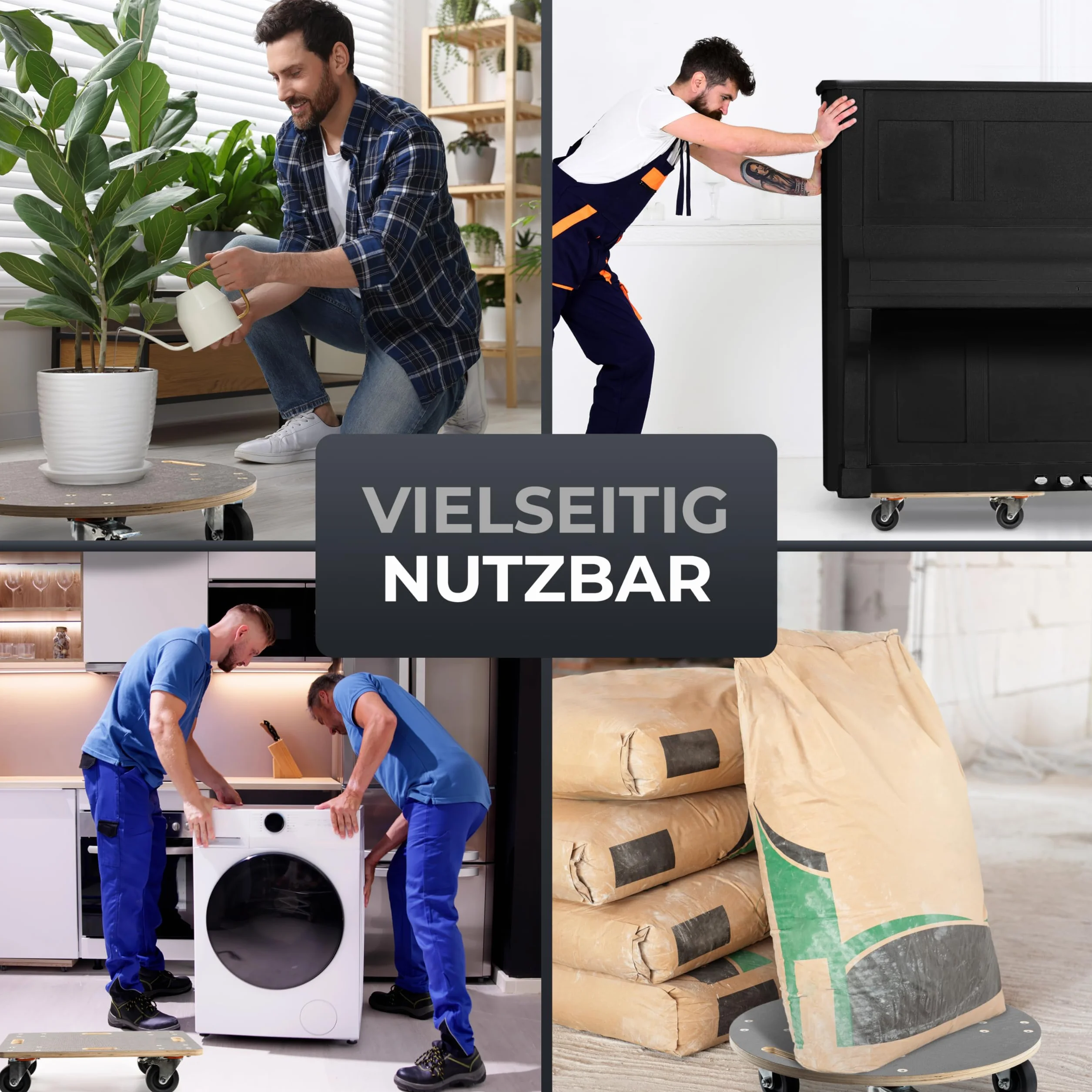 Wytrzymała deskorolka Ovitec | Bardzo ciche koła | Nośność 400 kg | 60 x 40 cm | czarna | wstępnie zmontowana | Wózek na doniczki na kółkach