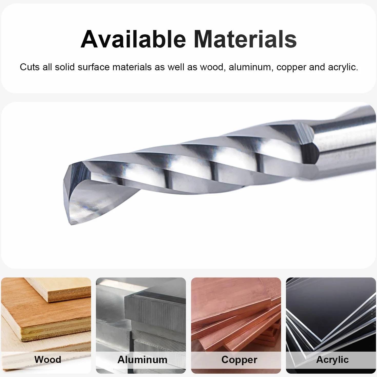 SpeTool Frez aluminiowy, trzonek 8 mm, frez VHM, długość cięcia 32 mm, frez trzpieniowy z twardego metalu, aluminium, akrylu i tworzywa sztucznego