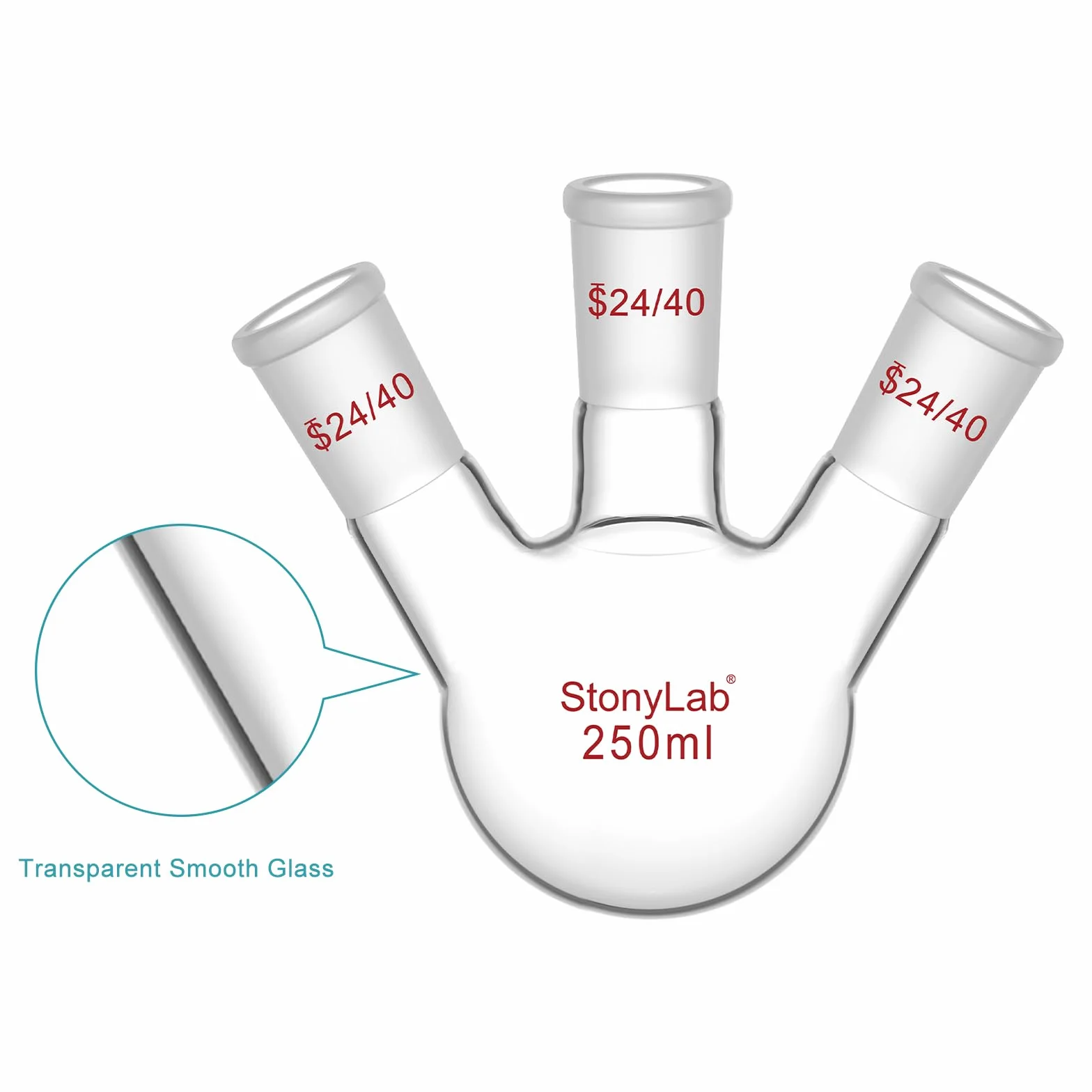 StonyLab Glass 250 ml 3 szyjka okrągła dolna piersiówka RBF 24/40