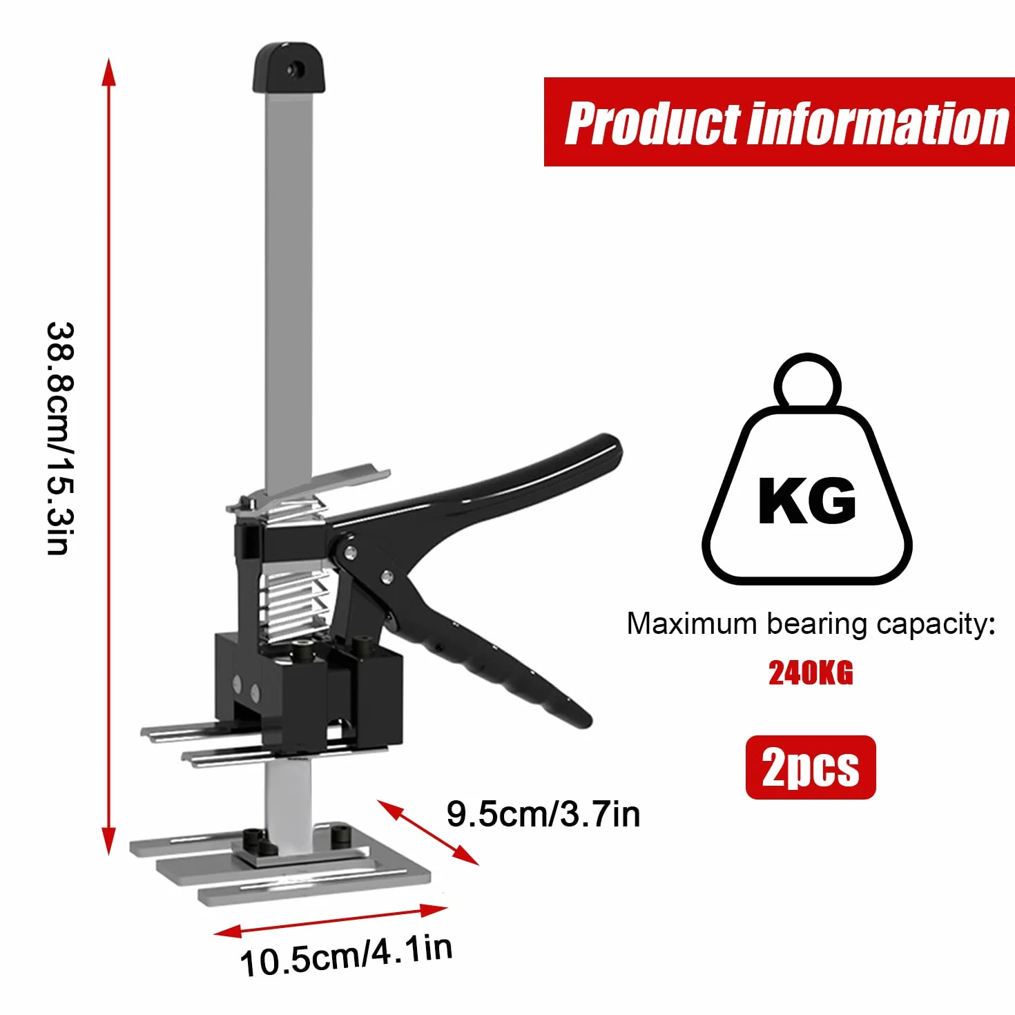 Oszczędny podnośnik, 2 sztuki, 38,8 cm ramię ręczny podnośnik narzędzi ze skalą, do 240 kg podnośnik do płytek narzędzie podnoszące, teleskopowe podpory regulator wysokości, podnośnik do płyt