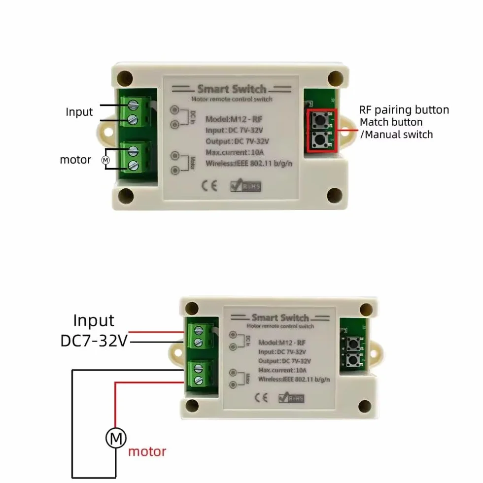 Inteligentny przekaźnik WiFi, DC 7-32V, 10A, sterowanie do przodu i do tyłu dla napędu liniowego, kompatybilny z aplikacją eWeLink, integracja z Alexa