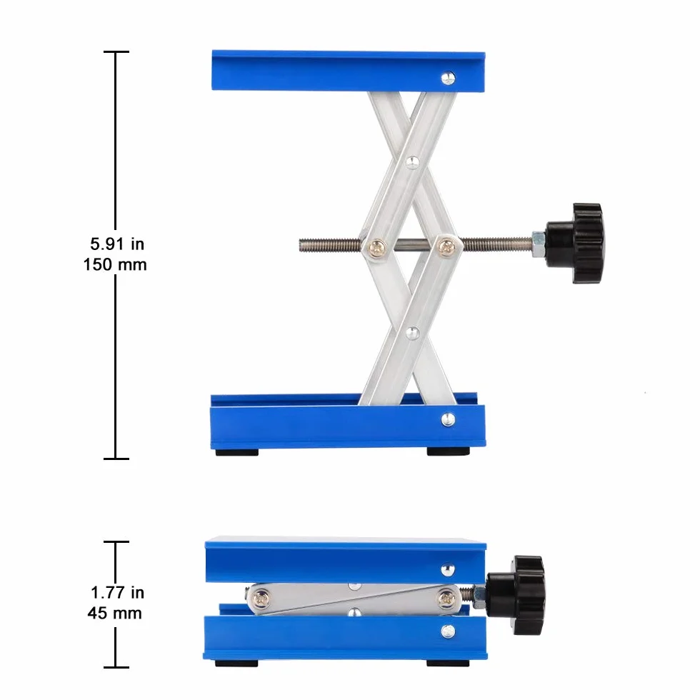 Stonylab Podnośnik Laboratoryjny 4 x 10 cm, 100 x 100 mm, Anodowany Aluminiowy Górny Pokład, Podnośnik Stołowy Nożycowy 5 kg, Zakres Podnoszenia