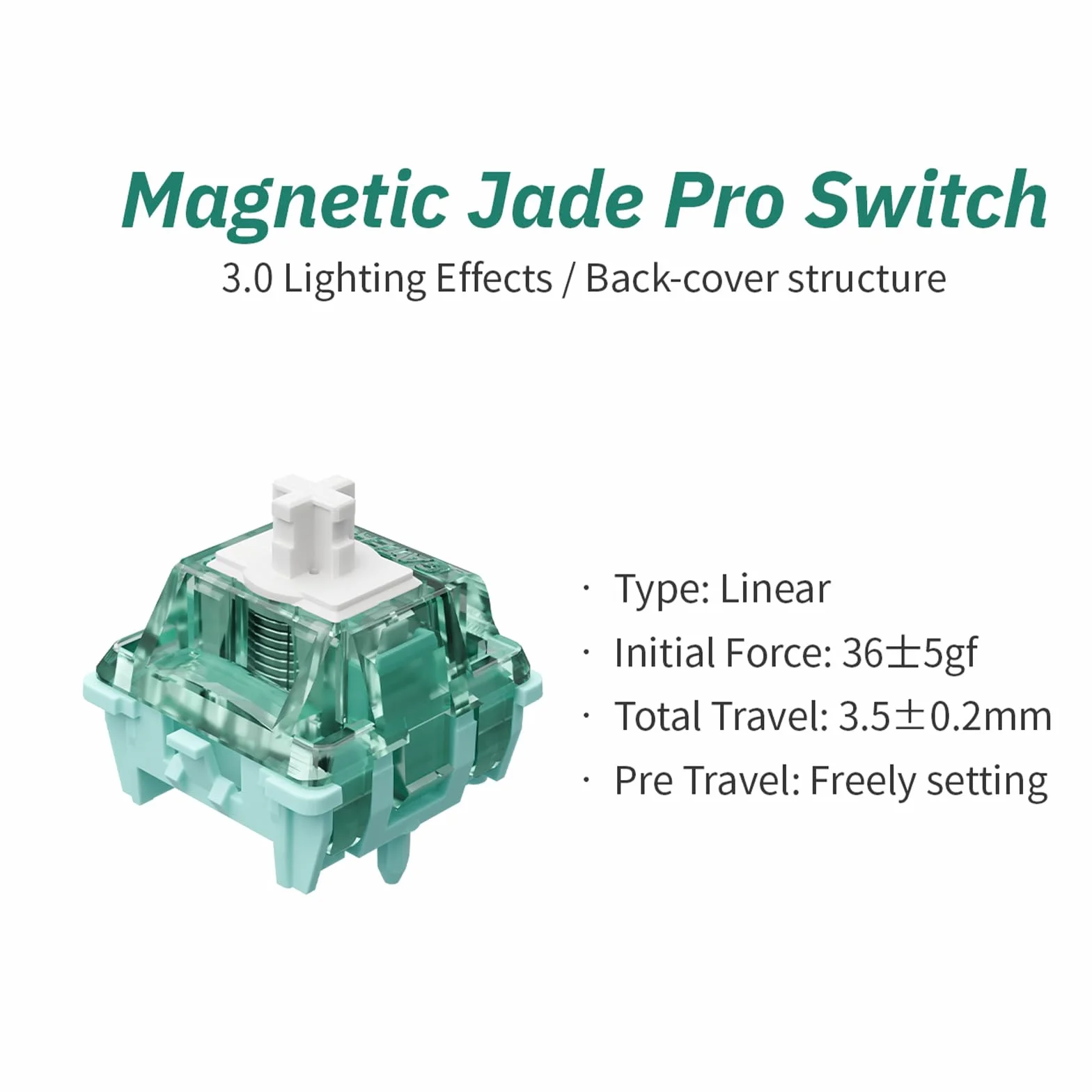 Gateron Magnetic Jade Pro Przełączniki Klawiaturowe Liniowe Fabrycznie Smarowane 20mm Skok Dłuższa Sprężyna