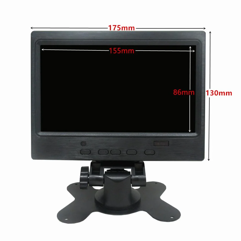 7-calowy przenośny zestaw monitora (format 16:9) ze złączami HDMI/VGA/2AV do PC, Raspberry Pi, Orange Pi i kompatybilności z wieloma urządzeniami (rozdzielczość wyświetlacza: 1024 x 600)