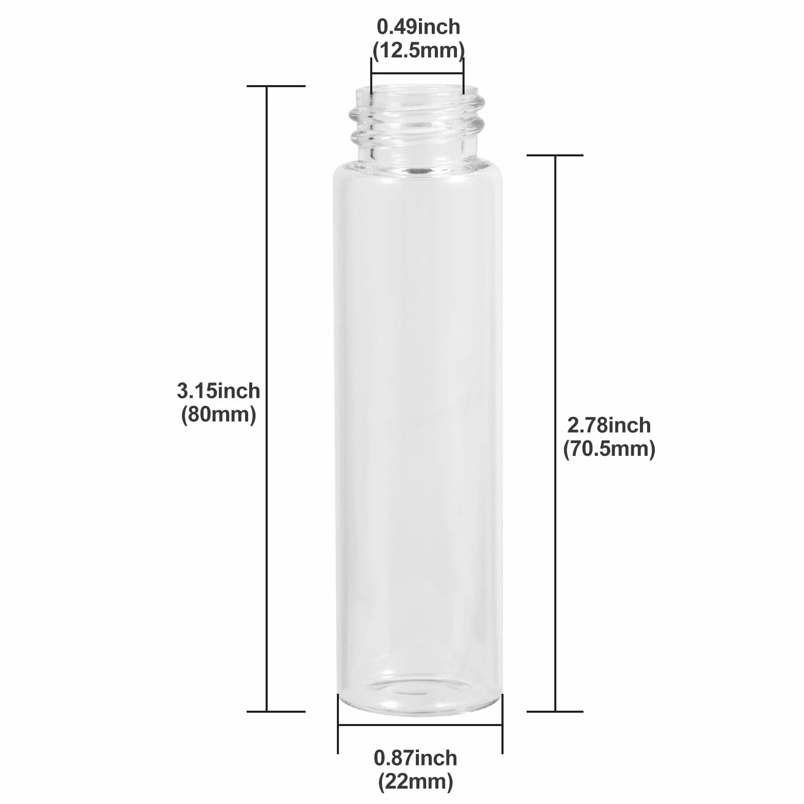 Szklane butelki 20 ml z zakrętką, szczelne, 50 sztuk
