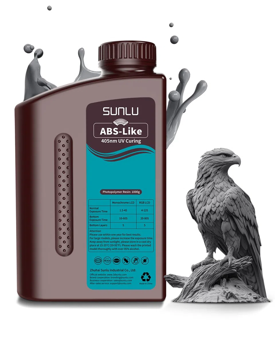 SUNLU Żywica ABS-Like do drukarki 3D 1KG, szybka żywica utwardzana UV 405 nm do druku 3D LCD/DLP/SLA, nie kruche i wysoka precyzja, ciemnoszary 1000 g
