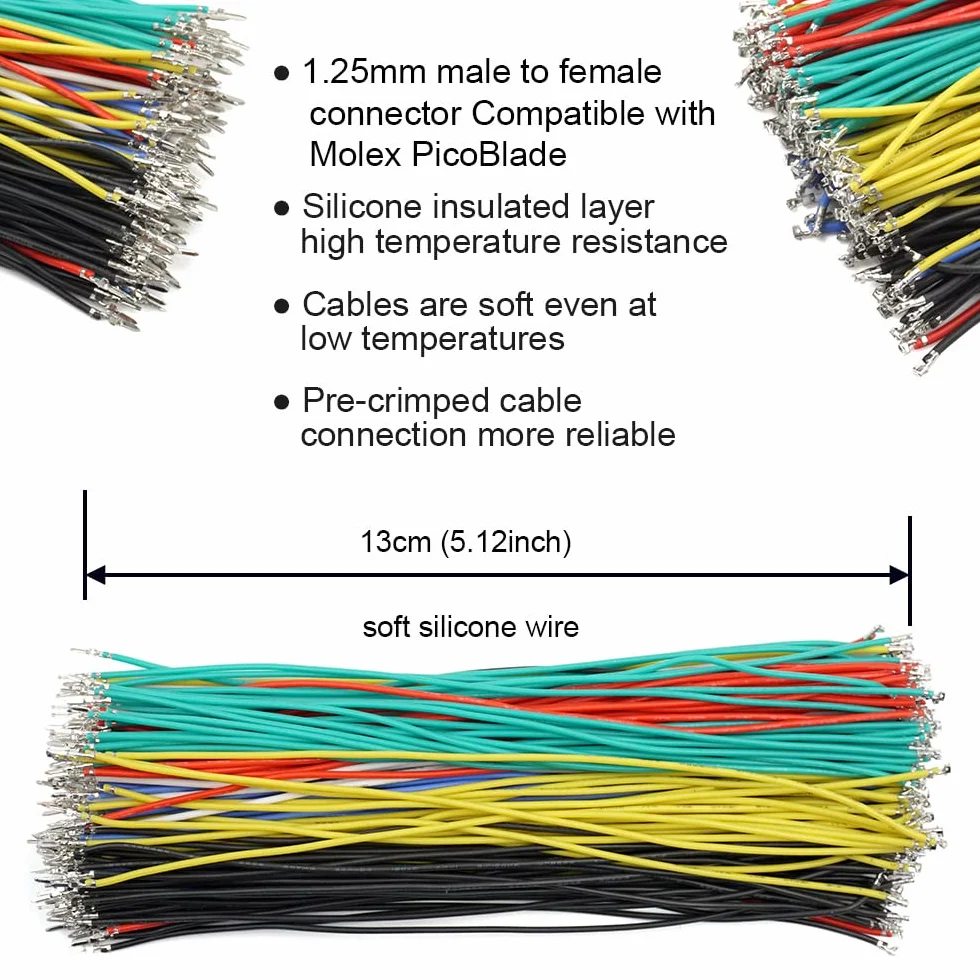 Złącza męskie i żeńskie 1,25 mm JST Molex PicoBlade do 13 cm Pixhawk silikonowy kabel
