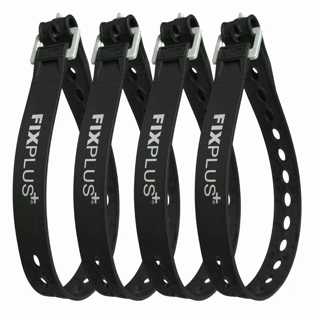 Fixplus 4-pak pasków mocujących z aluminiową klamrą 66 cm x 2,4 cm czarny