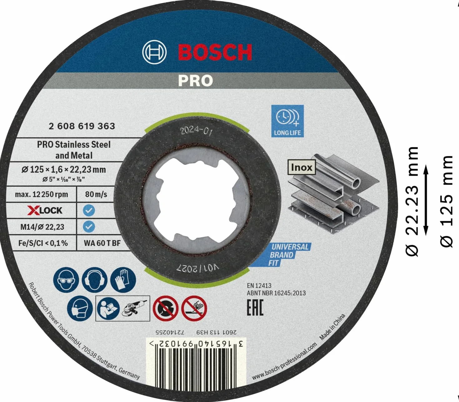 Bosch Tarcza do cięcia Inox X-LOCK Ø 125 mm do stali nierdzewnej