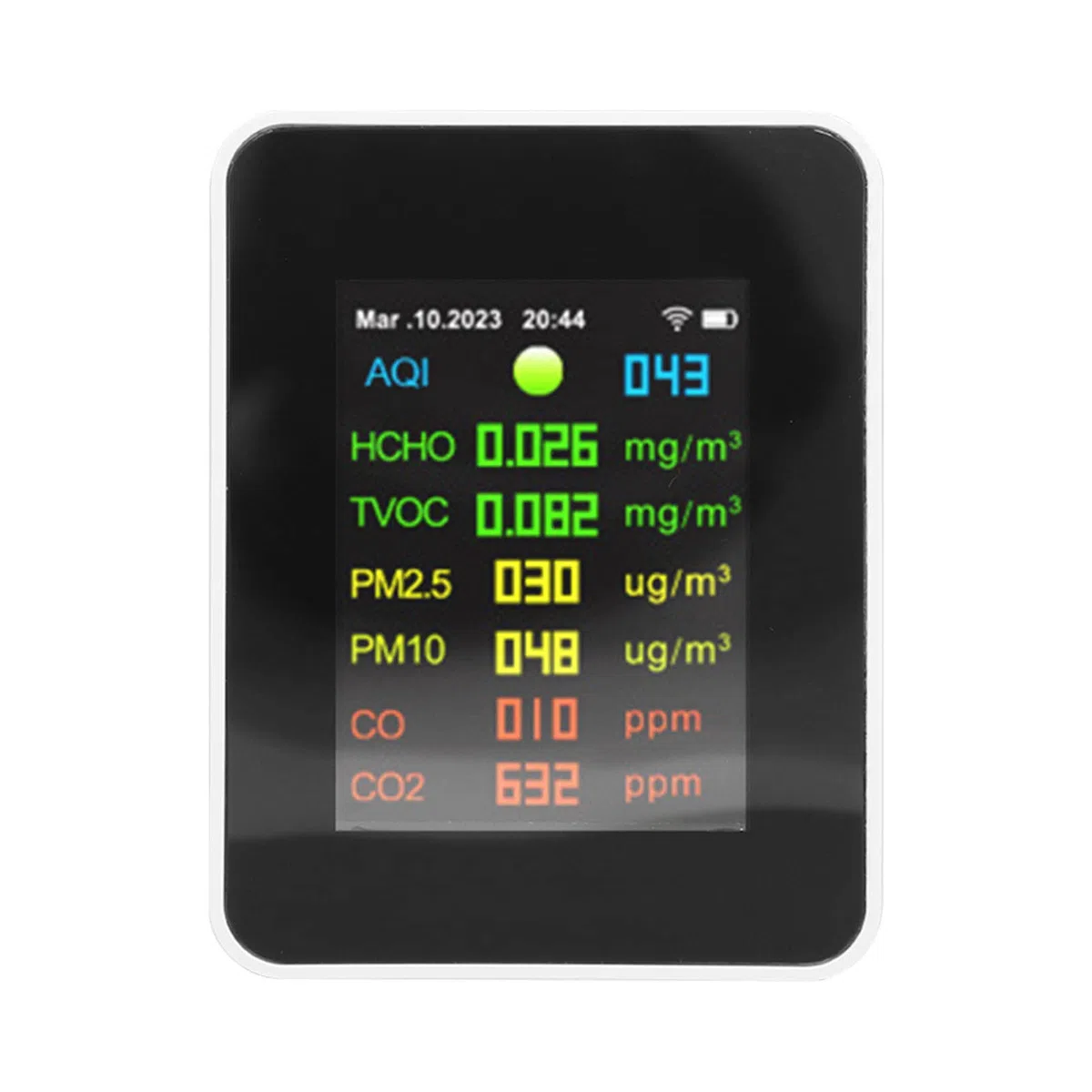 Miernik Jakości Powietrza 7 w 1, WiFi, Czujnik CO2, PM2.5, PM10, HCHO, Monitoring Powietrza w Pomieszczeniach, do Sypialni i Biura