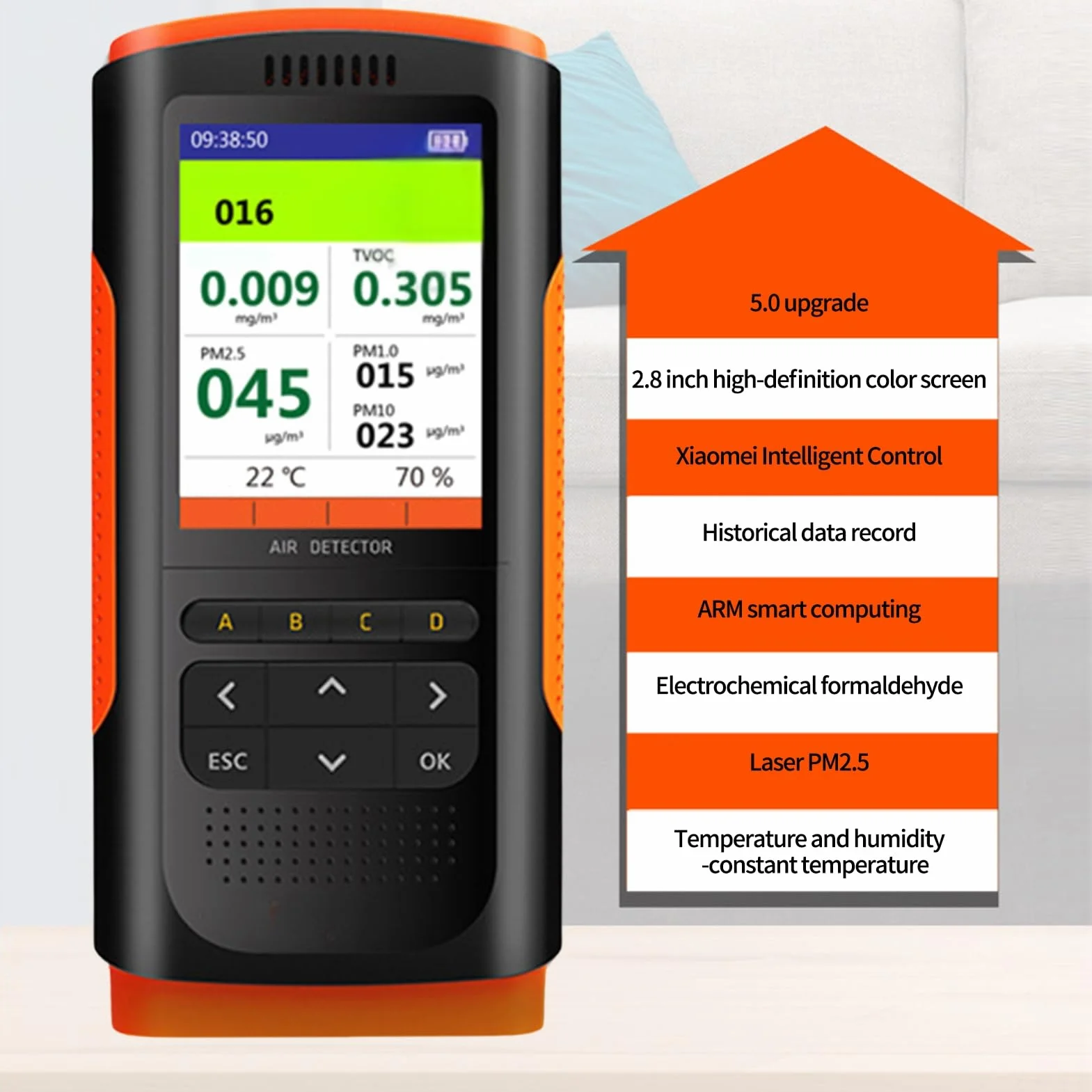 Jadeshay Tester jakości powietrza monitor jakości powietrza wykrywacz formaldehydu miernik zanieczyszczenia powietrza HCHO TVOC PM2.5/PM10 tester