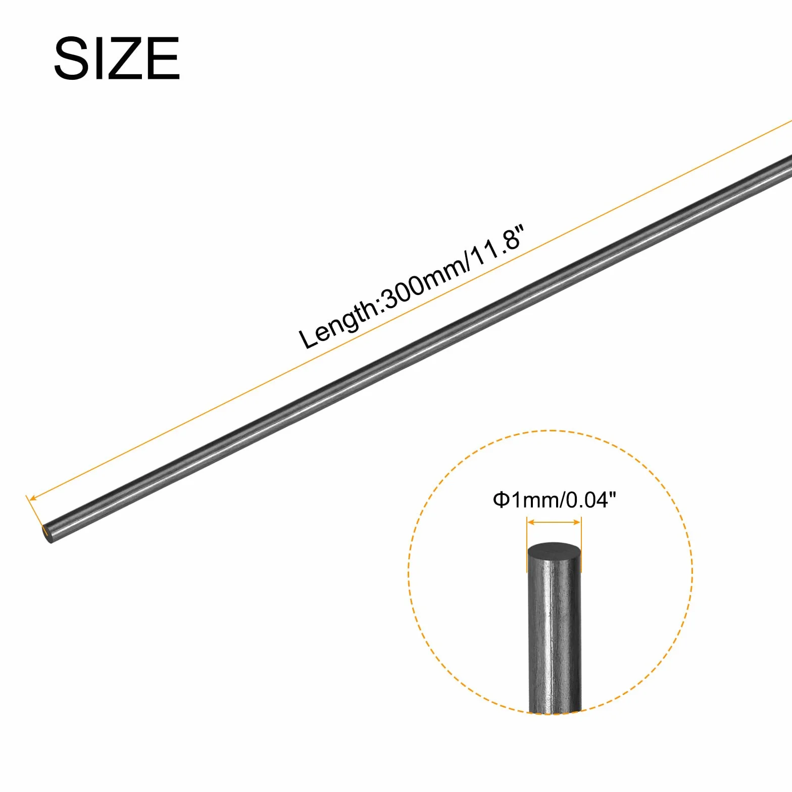 QUARKZMAN Drążek z włókna węglowego, 1 mm x 300 mm, do samolotów RC DIY, rura skrzydłowa do quadkoptera, Pz10