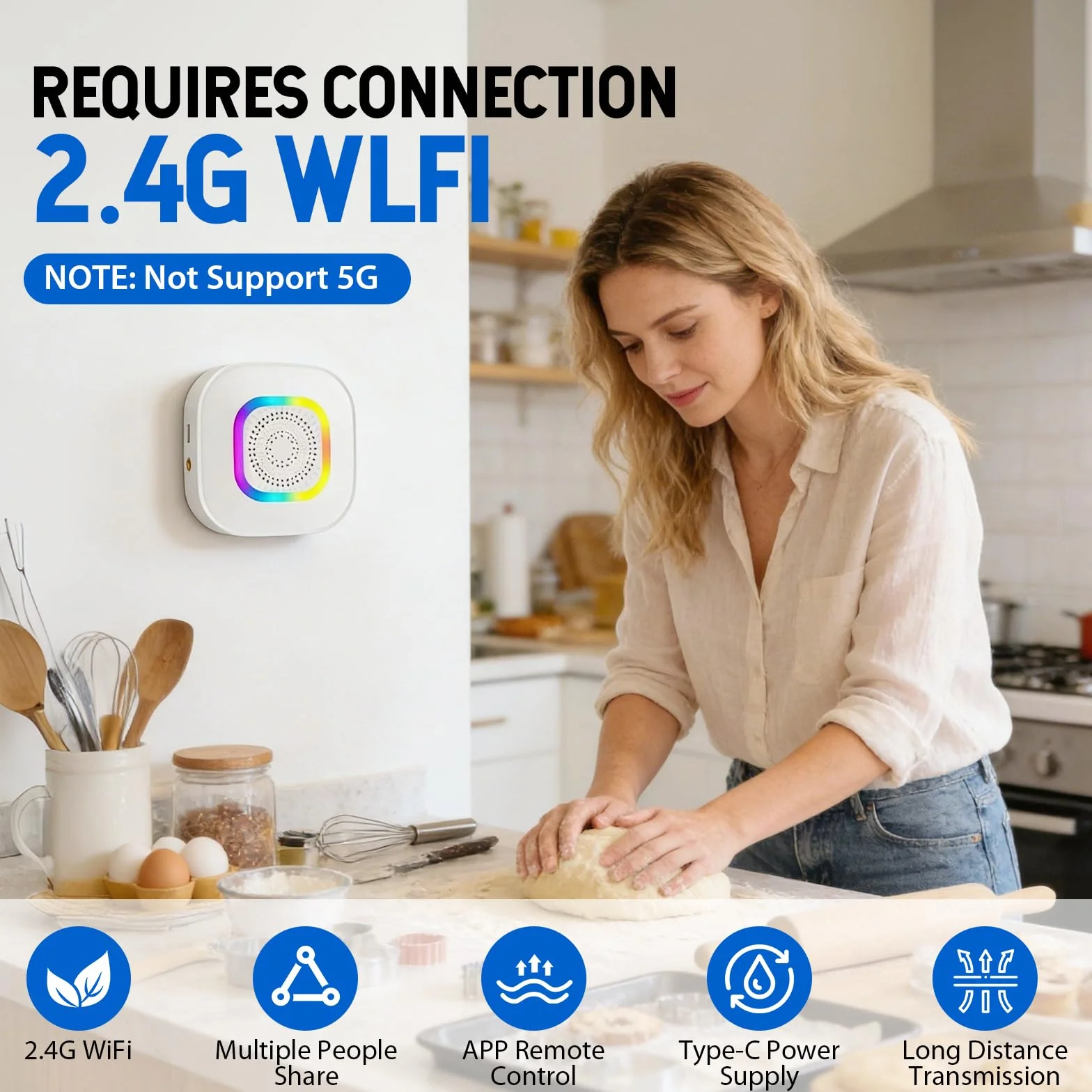 Przycisk alarmowy dla seniorów, przycisk alarmowy SOS, WiFi, Tuya Smart Seniorzy, przycisk alarmowy dla starszych pacjentów, niepełnosprawnych/dzieci (1 x odbiornik + 2 przyciski + 1 x bransoletka)