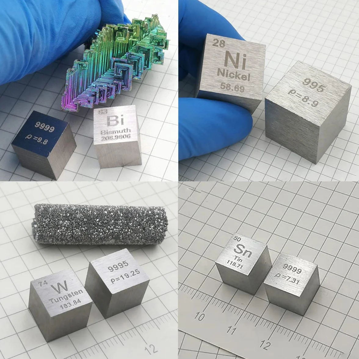 Element Cube Set 10mm Czysty Metal Cubest Carbon Tungsten Tin Bismuth Titanium Nickel