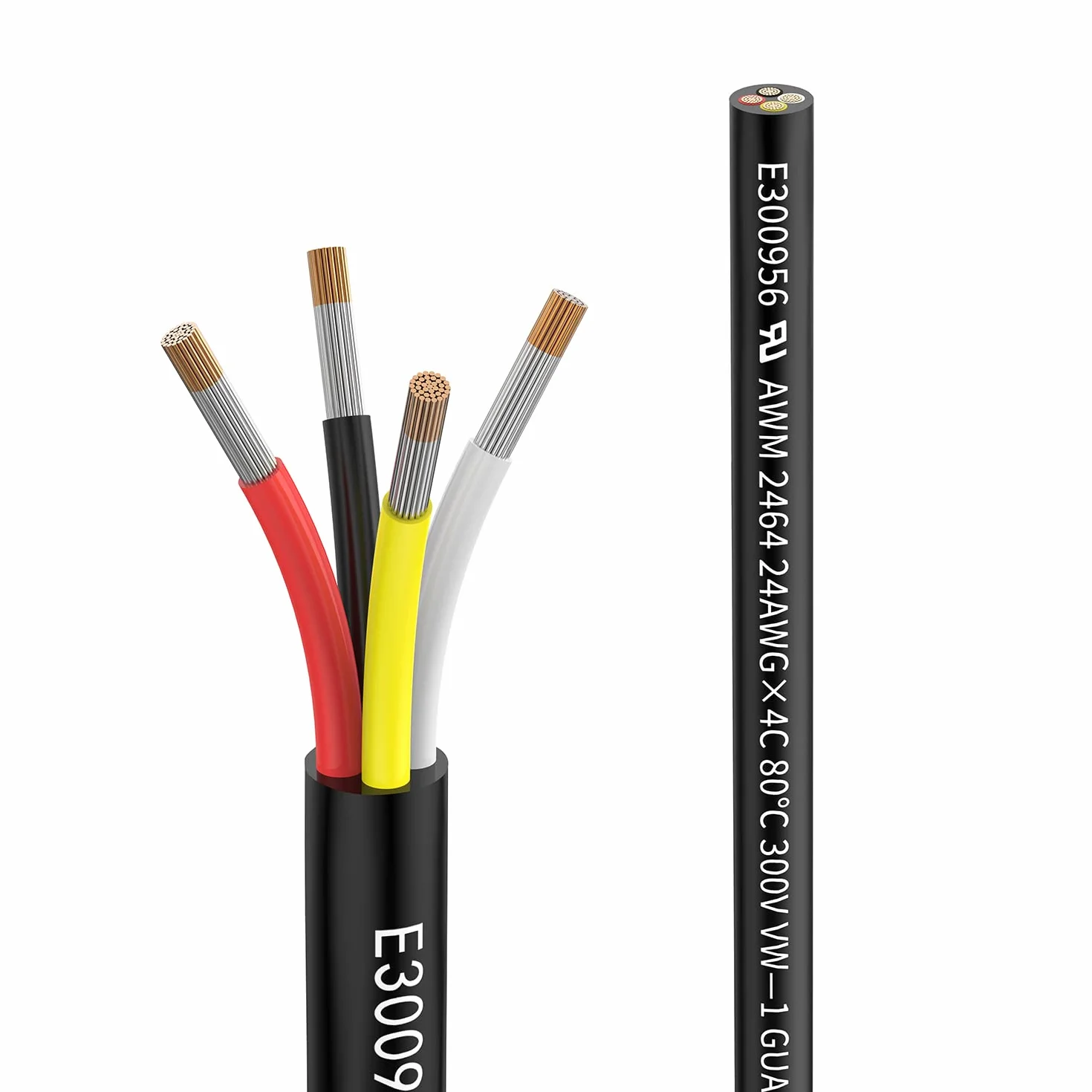 Przewód 24 AWG 4 × 0,2 mm²; 2 Metros 4-żyłowy kabel przedłużający UL2464. Napięcie 5V/12V/24V/300V; beztlenowy wielożyłowy drut miedziany, beztlenowy.