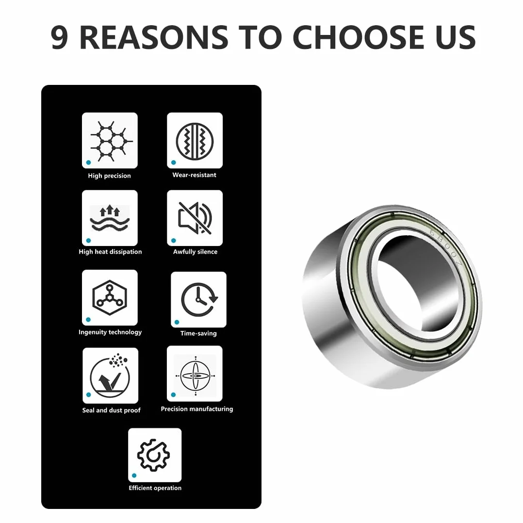 10 sztuk 6800 ZZ Łożyska kulkowe 10 mm x 19 mm x 5 mm, wstępnie nasmarowane, podwójne uszczelnienie, łożyska kulkowe zwykłe 6800ZZ